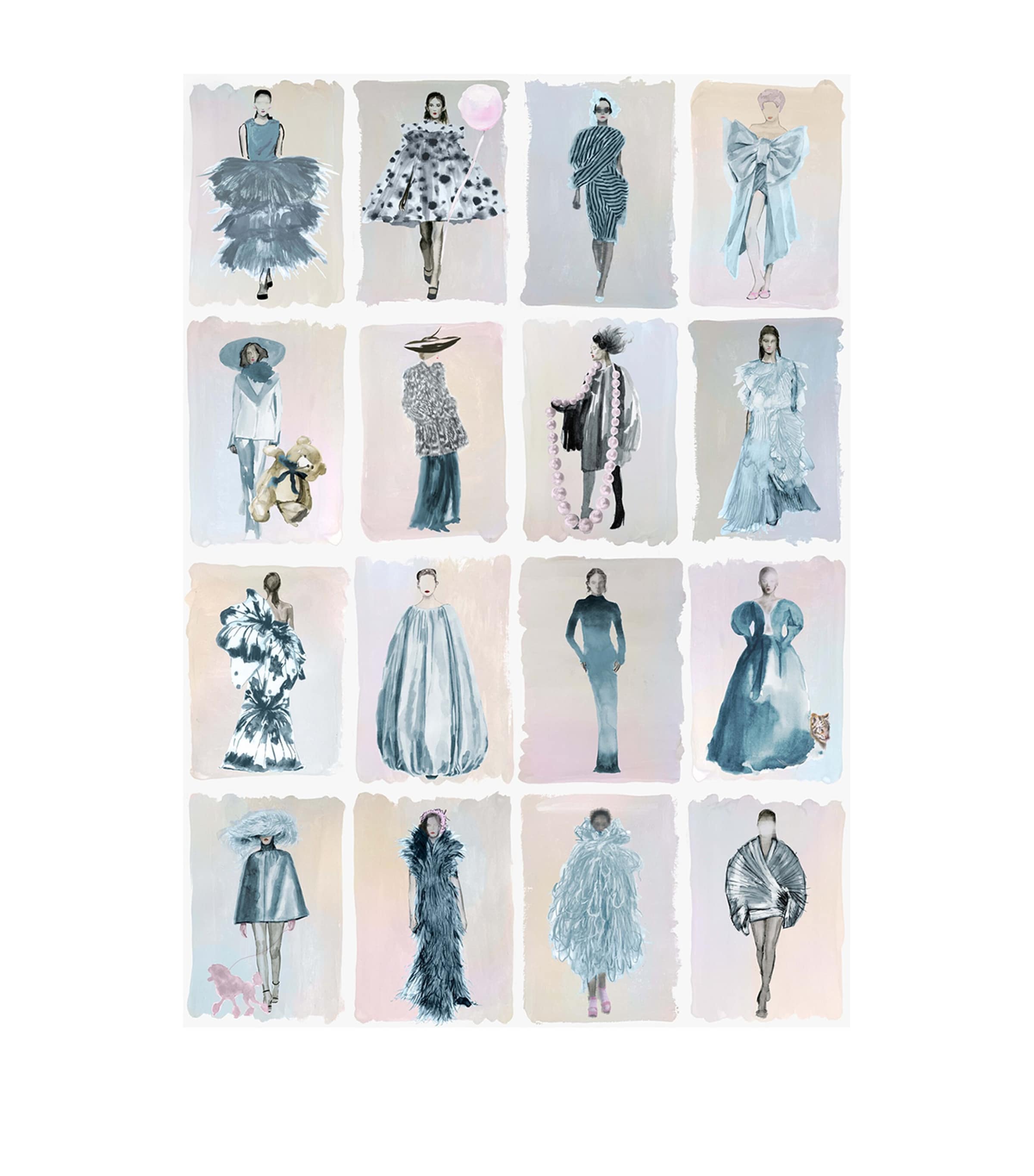 x Harrods Interior Design 175 Anniversary Edition Couture Carousel Wallpaper - China Blue Pearl