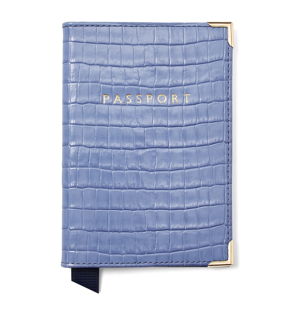 Croc-Embossed Leather Passport Cover