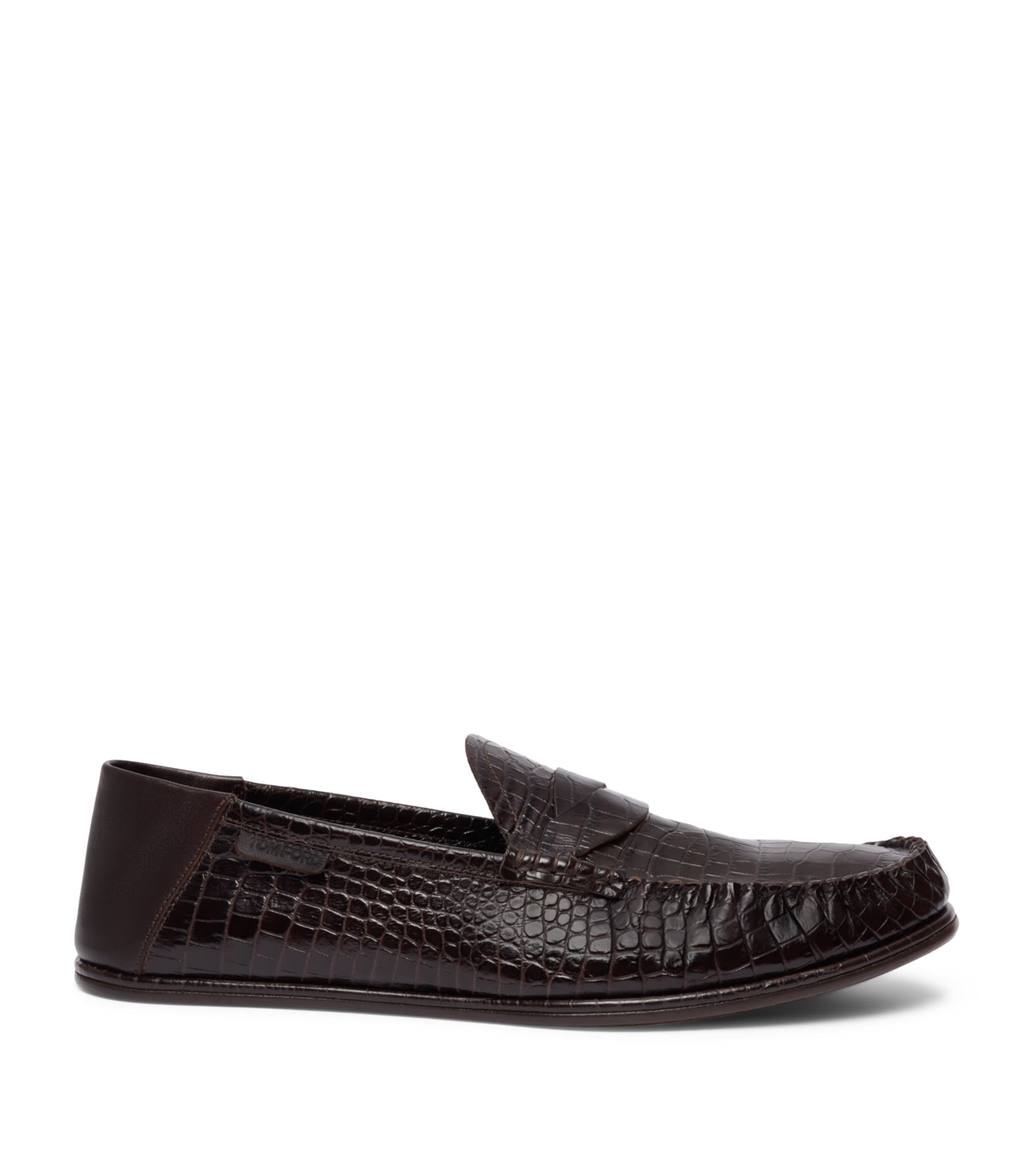 TOM FORD Croc-Embossed Leather Penny Loafers Edb