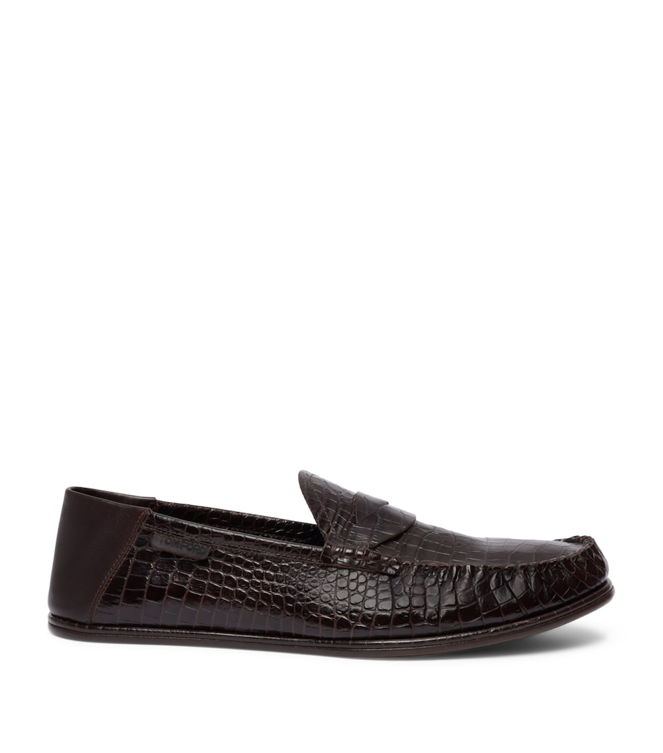 TOM FORD Croc-Embossed Leather Penny Loafers Edb