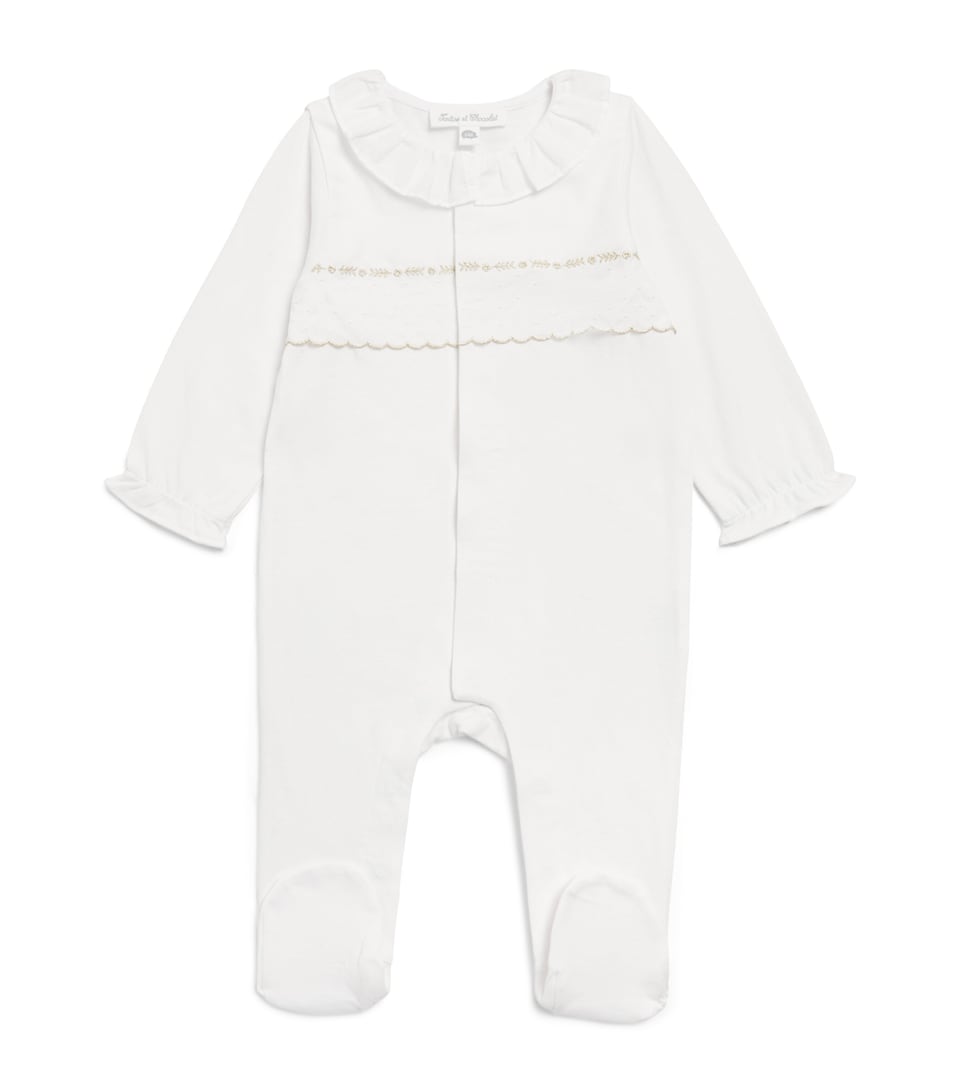 Tartine et Chocolat Cotton Embroidered All-In-One (0-24 Months) Blanc