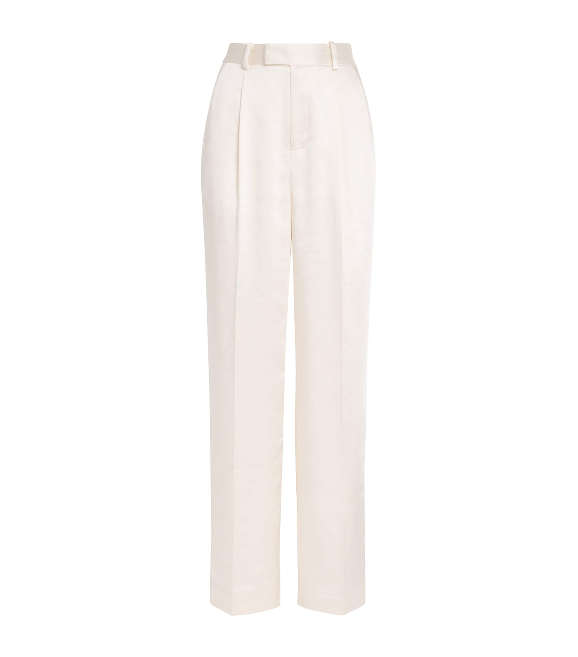 Self-Portrait Womens Satin Wide-Leg Trousers Cream