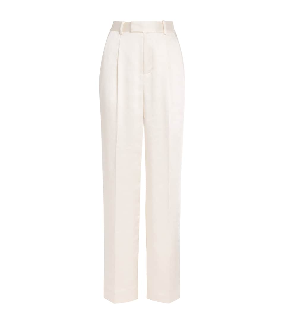 Self-Portrait Womens Satin Wide-Leg Trousers Cream