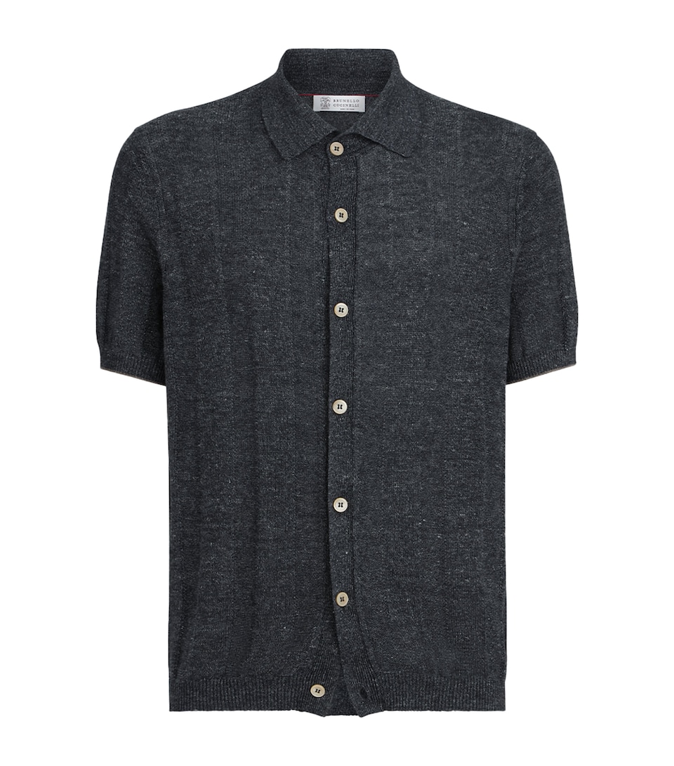 Linen-Cotton Polo Sweater