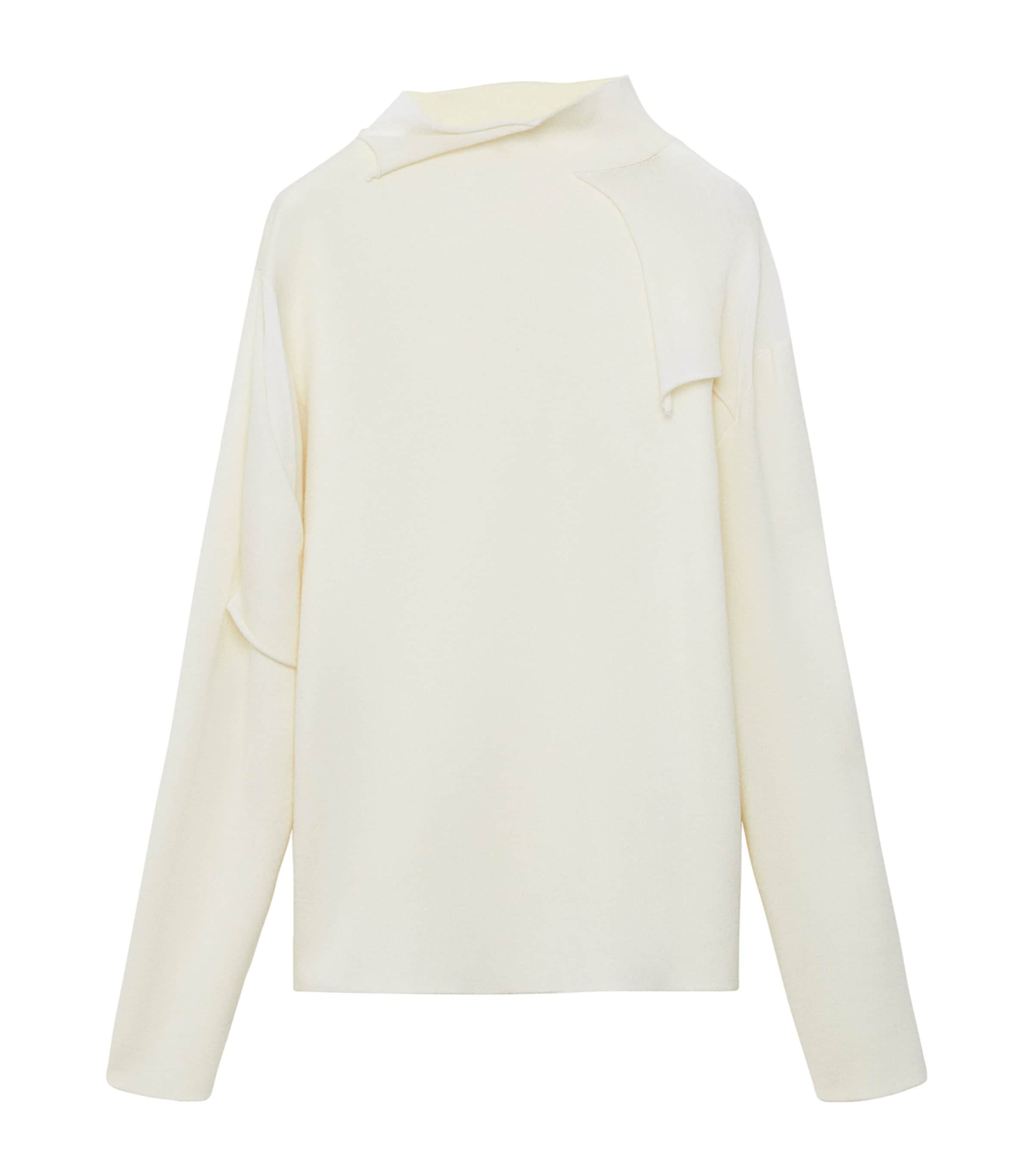 LOEWE Womens Draped Cut-Away Sweater White