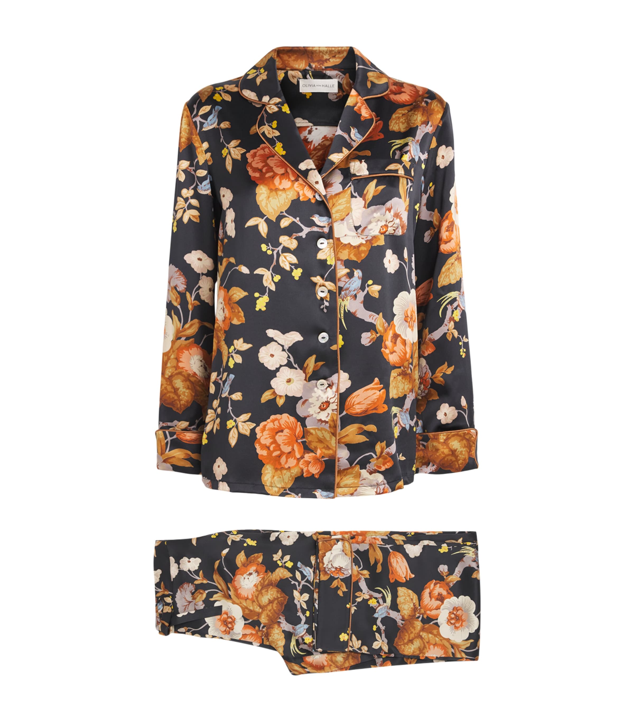 Olivia von Halle Womens Silk Floral Lila Evora Pyjama Set Evora