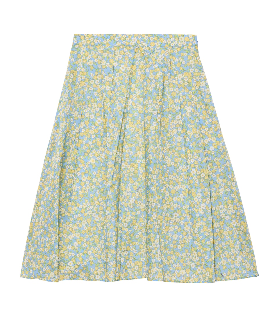 Prada Womens Pleated Floral Midi Skirt