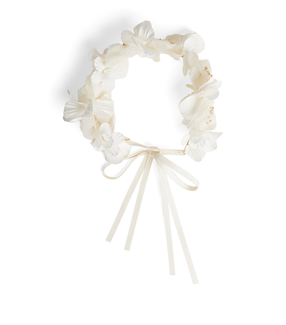 Bonpoint Floral Tie Headband Blanc Lait