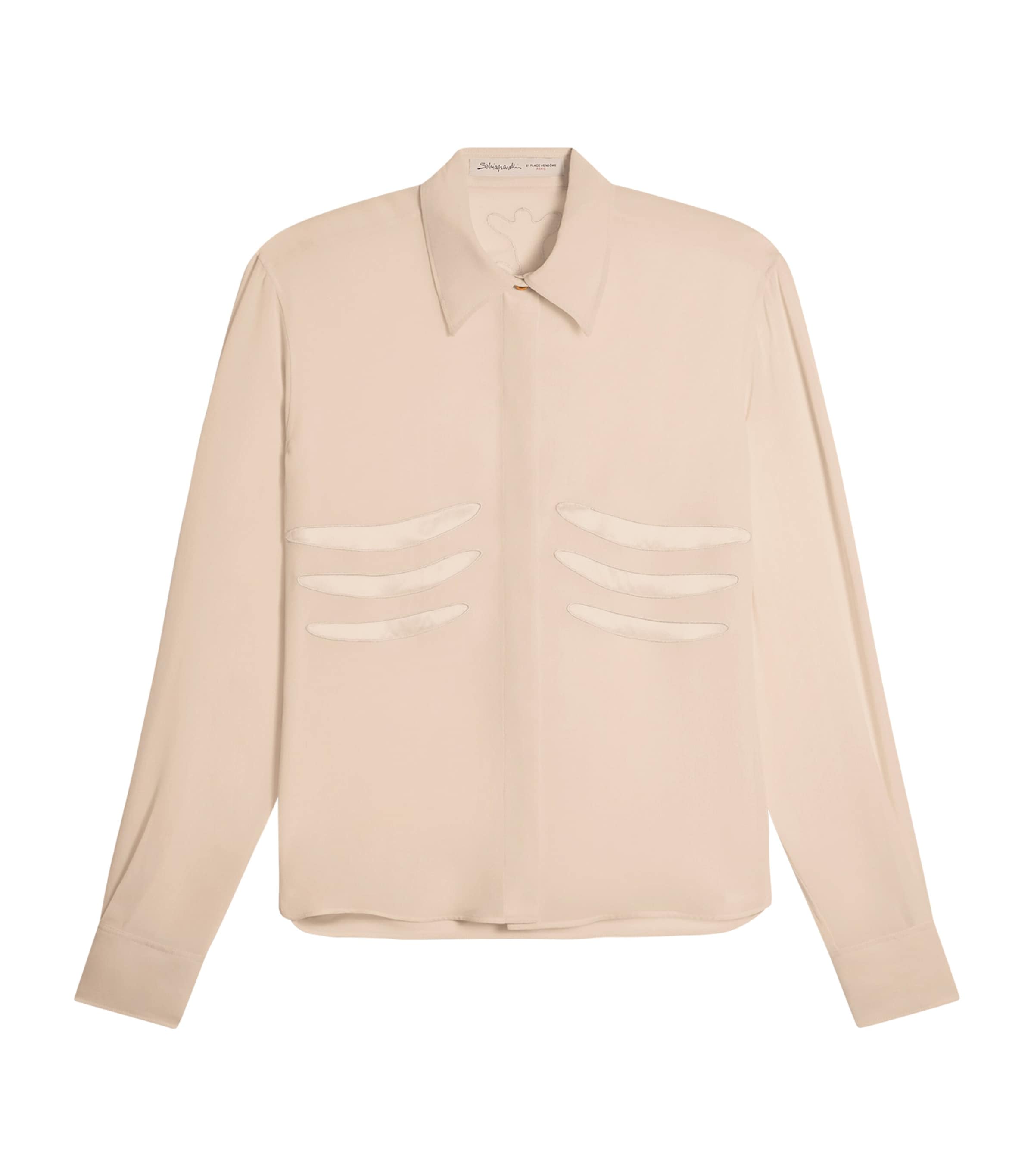Schiaparelli Womens Silk Trompe-l'Oeil Skeleton Shirt Ecru