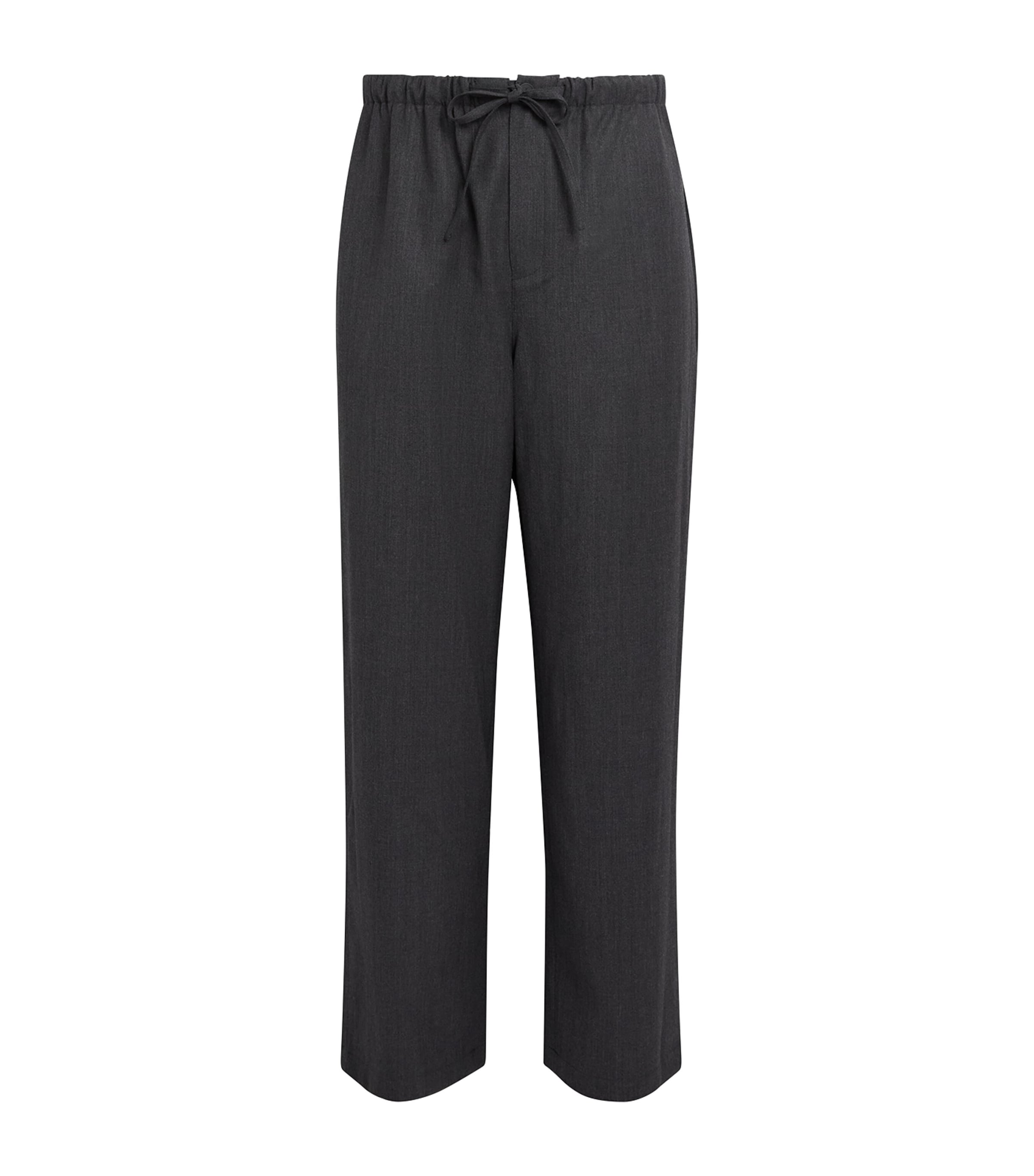 Le 17 Septembre Mens Wool-Blend Drawstring Trousers Grey