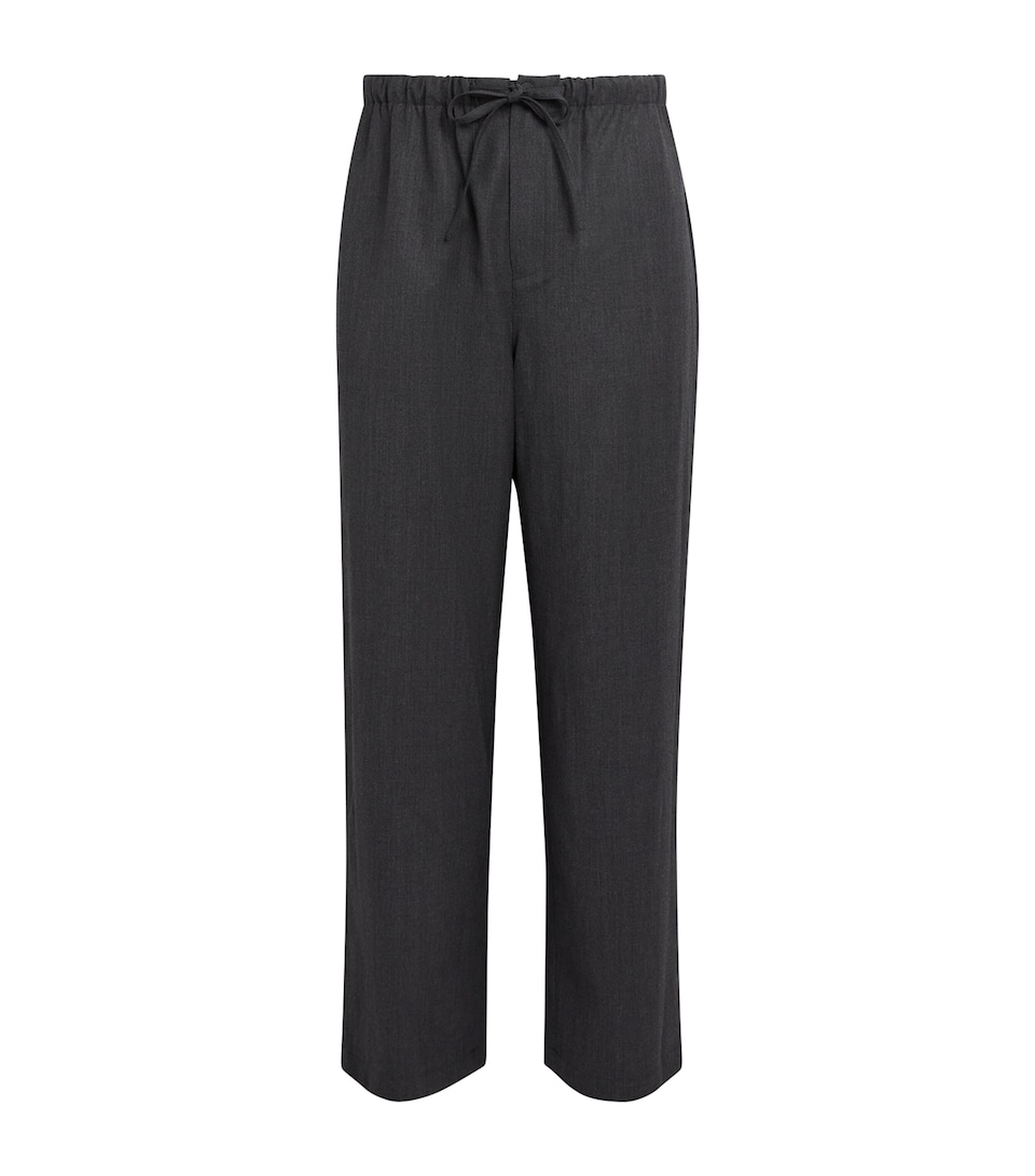 Le 17 Septembre Mens Wool-Blend Drawstring Trousers Grey