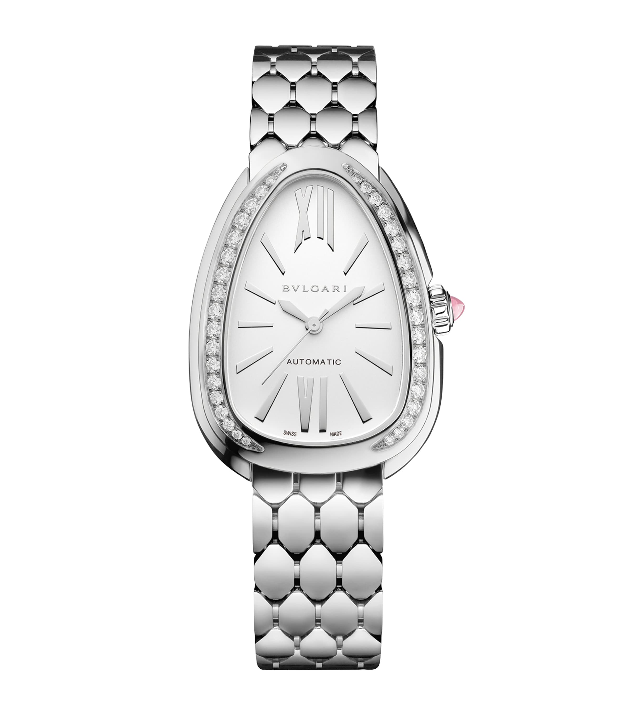 Stainless Steel and Diamond Serpenti Seduttori Watch 34mm