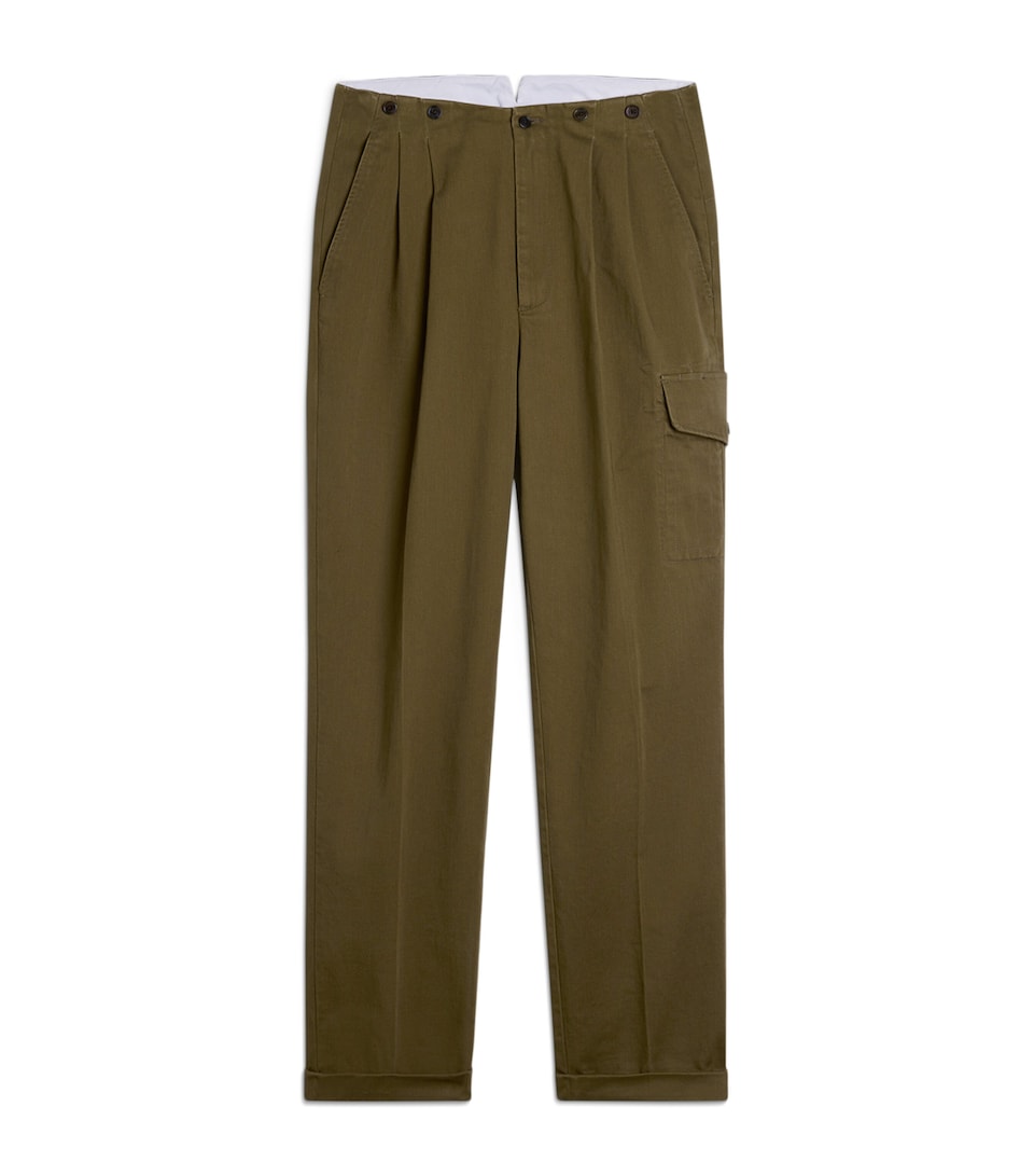 Dunhill Mens Cotton Double-Pleat Chinos