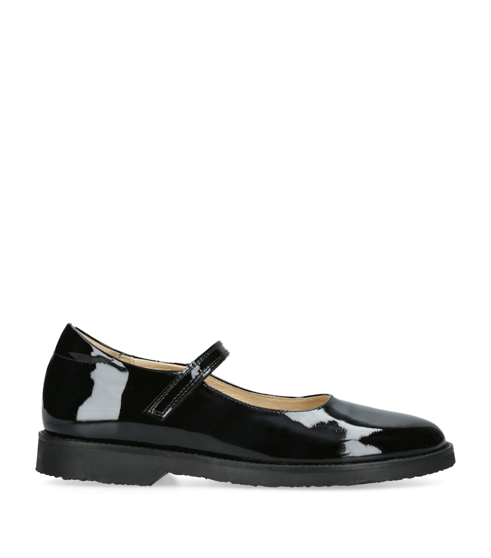 papouelli Leather Emilia Mary Janes Black