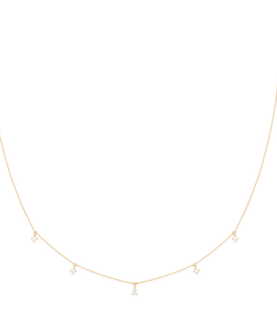 Yellow Gold and Diamond Pear Charm Necklace