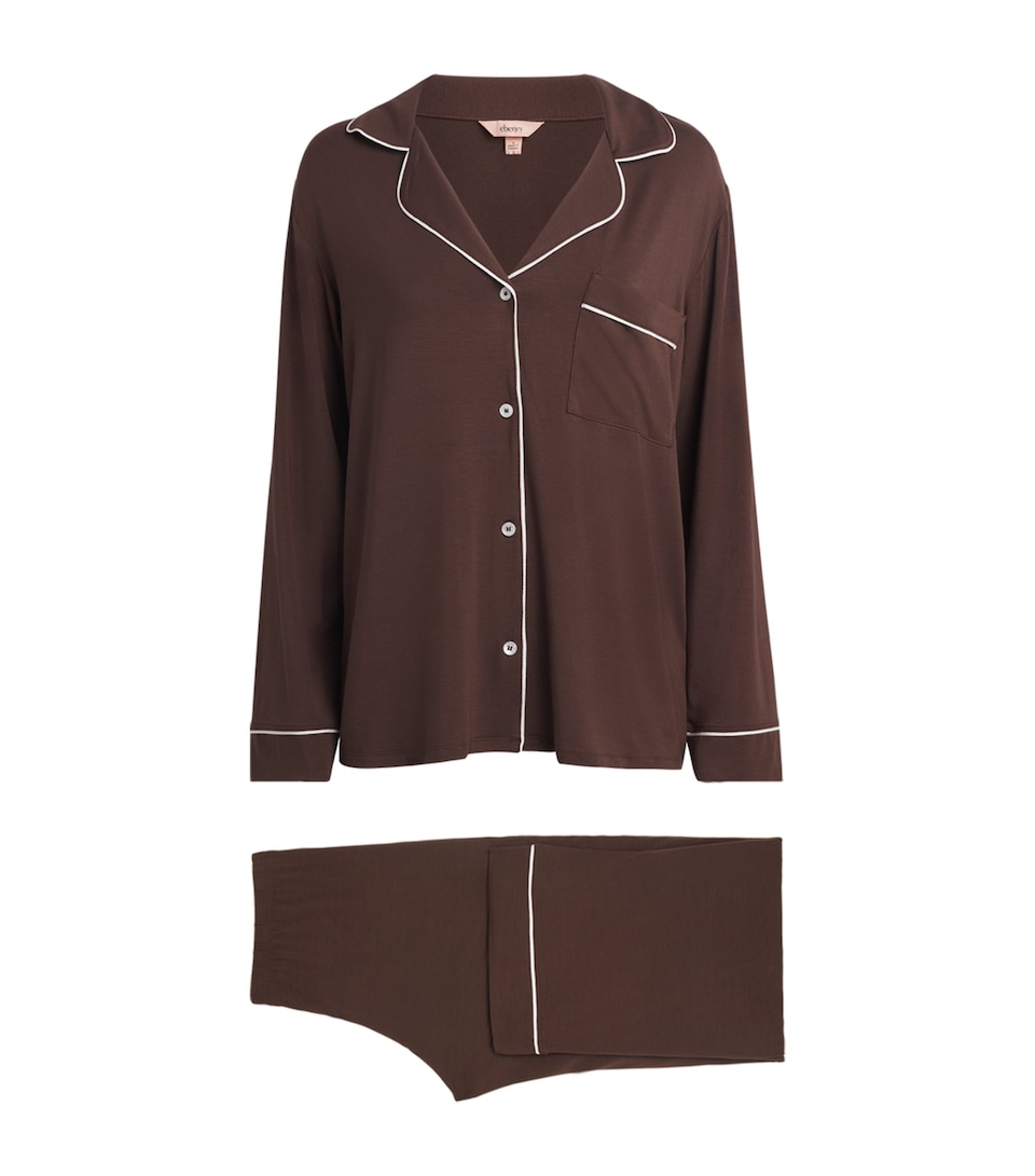Eberjey Womens Gisele Pyjama Set Chocolate/ivory