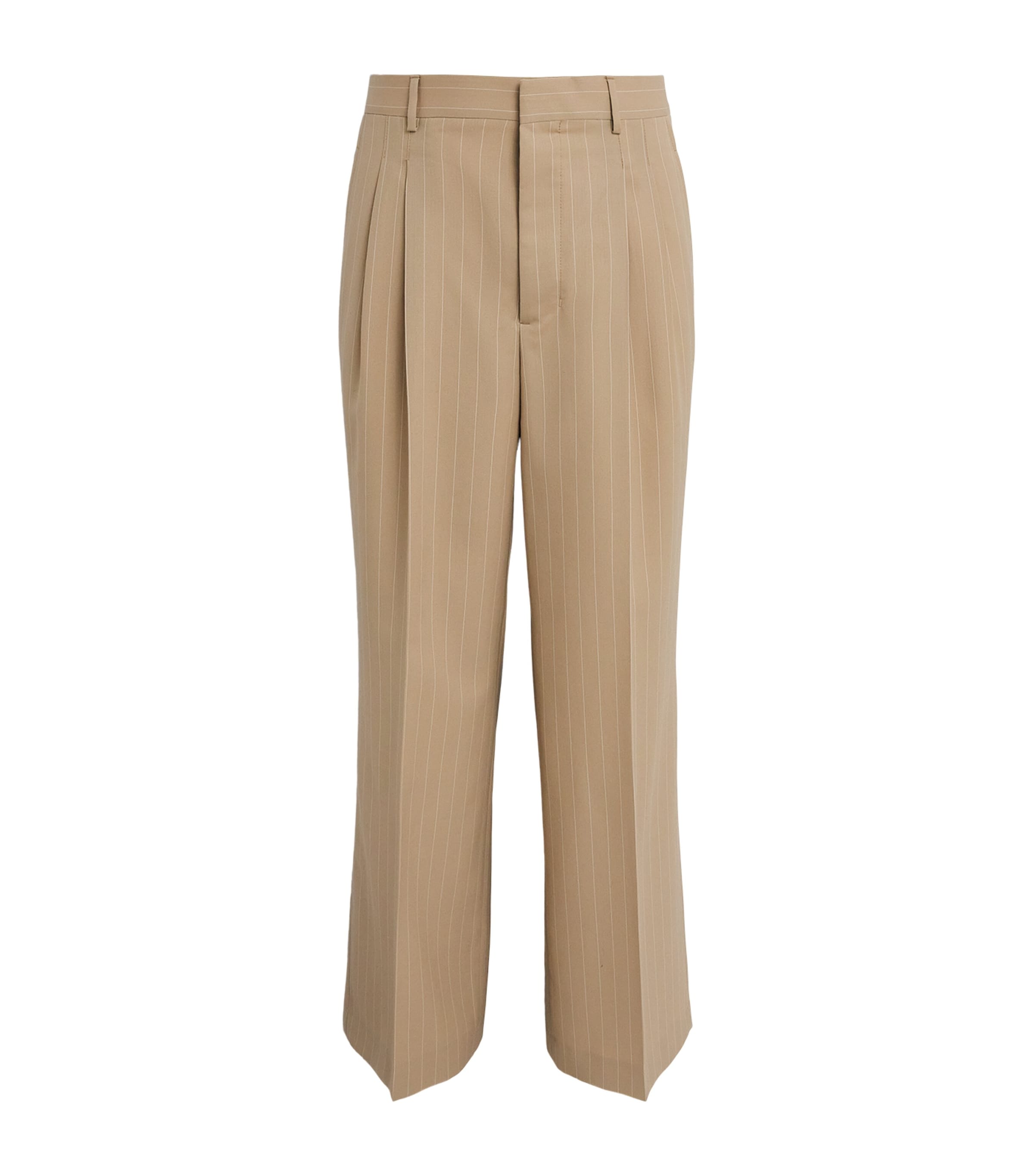 AMI Paris Mens Virgin Wool Pinstripe Trousers Beige/blanc