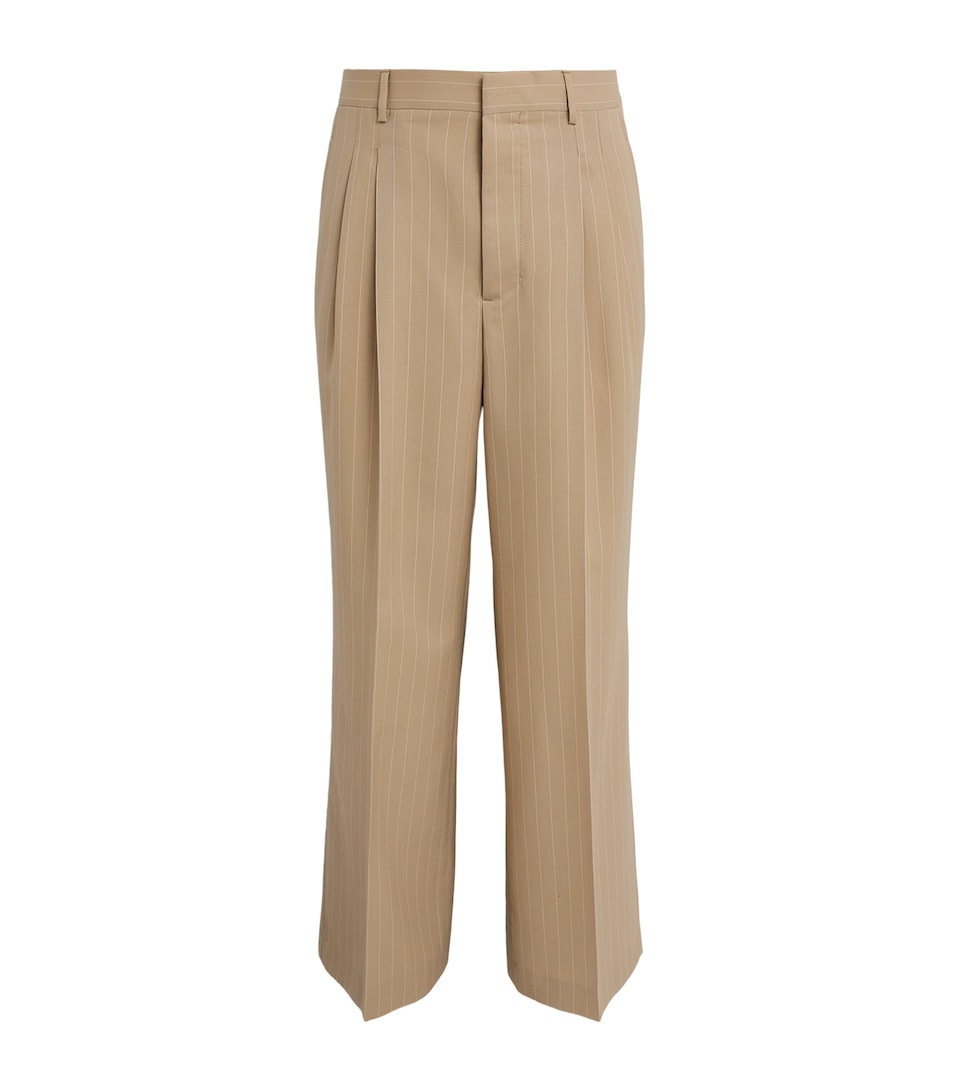 AMI Paris Mens Virgin Wool Pinstripe Trousers Beige/blanc
