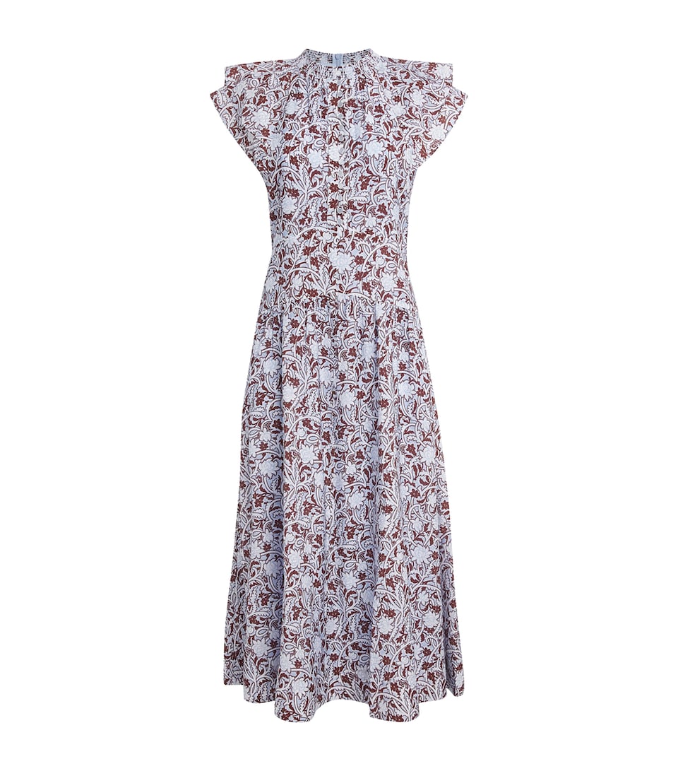 ME+EM Womens Floral Midi Dress Blue Multi