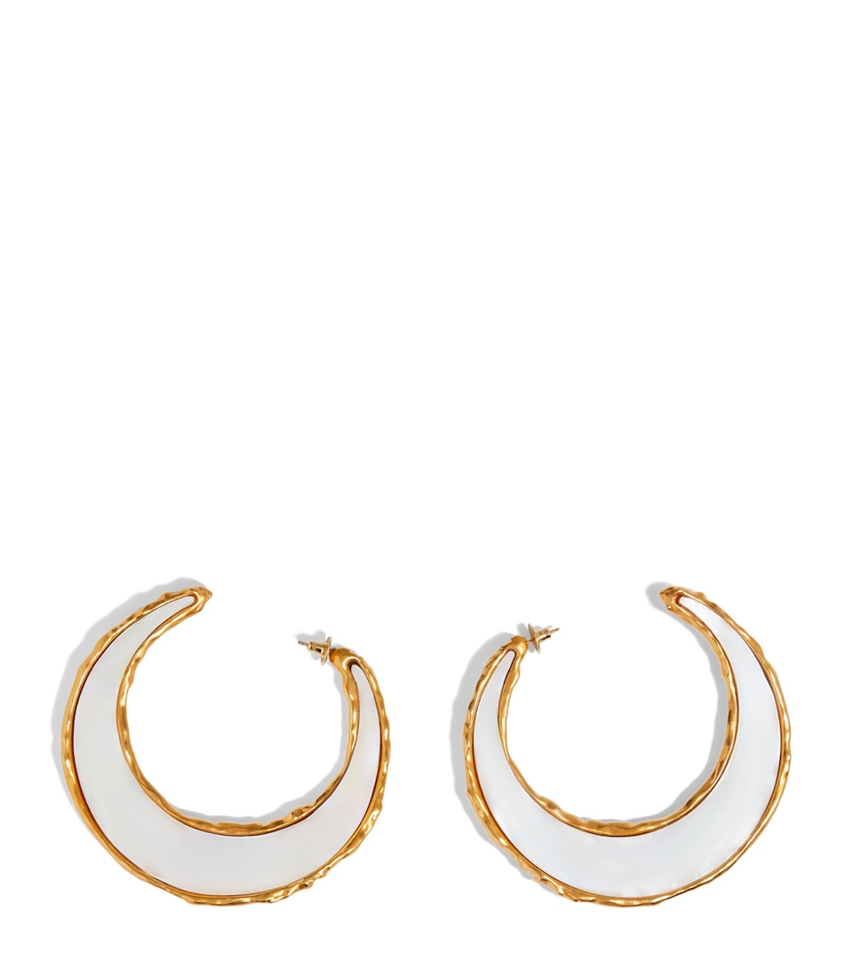 Schiaparelli Mother-of-Pearl Hoop Earrings Gold