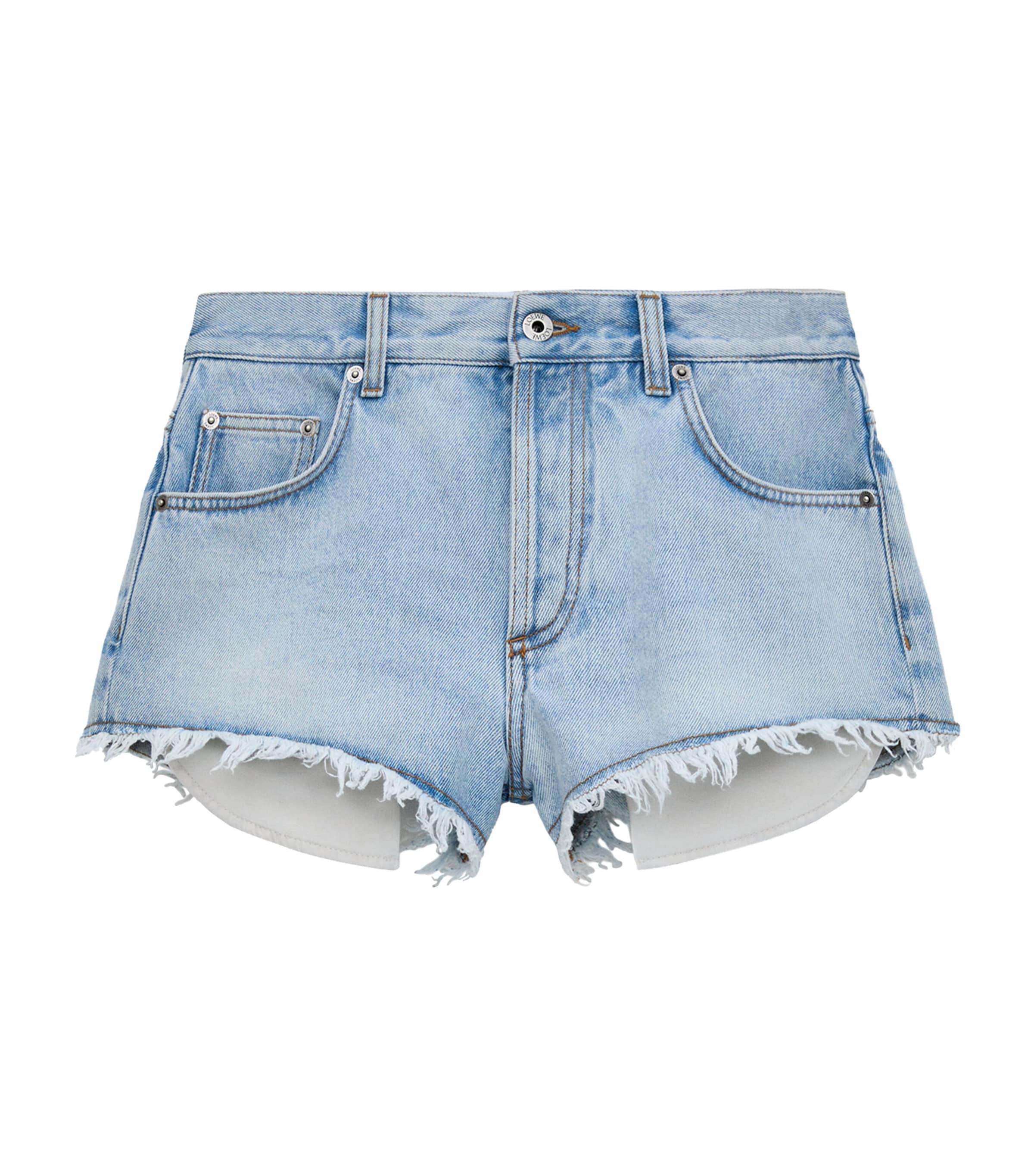 LOEWE Womens x Paula's Ibiza Anagram Denim Shorts Washed Blue