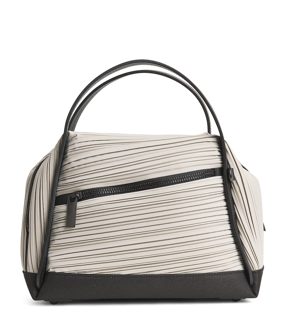 Pleats Please Issey Miyake Bias Pleats Top-Handle Bag Light Grey