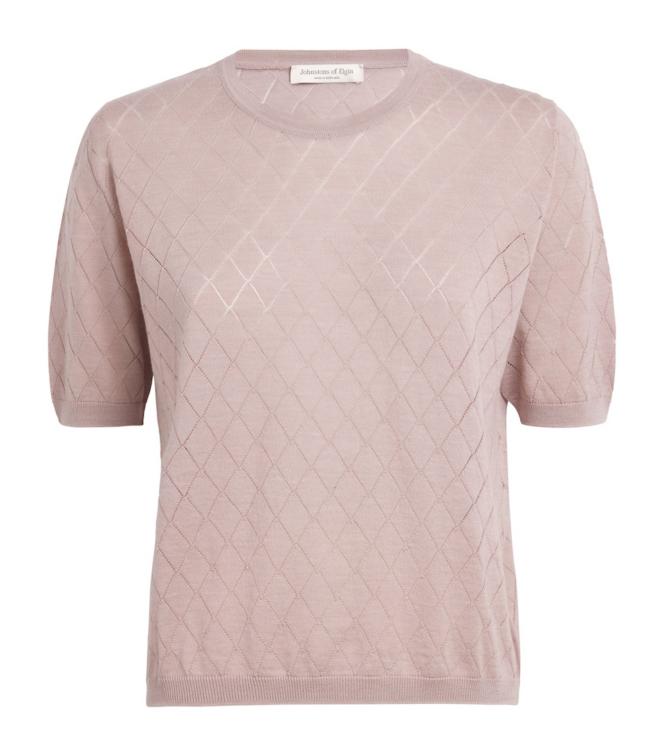 Superfine Merino Argyle Short-Sleeve Sweater