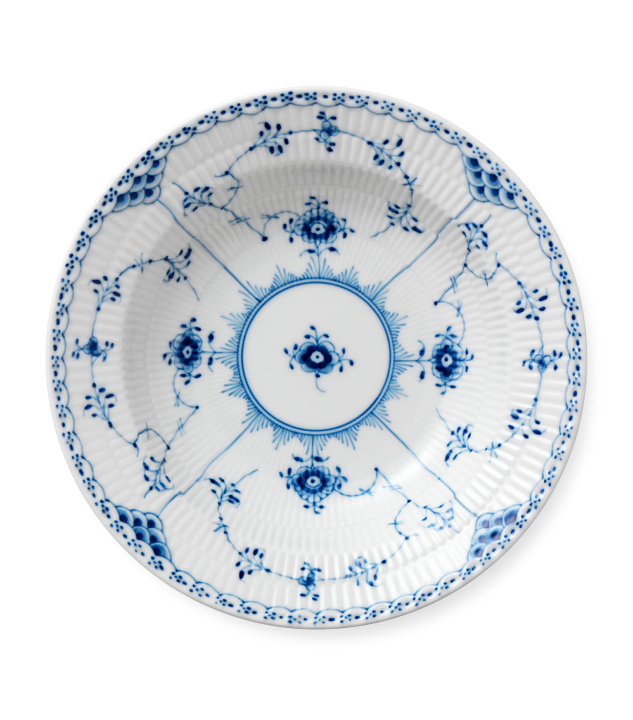 Royal Copenhagen Blue Fluted Half Lace Deep Plate (21cm) Blue