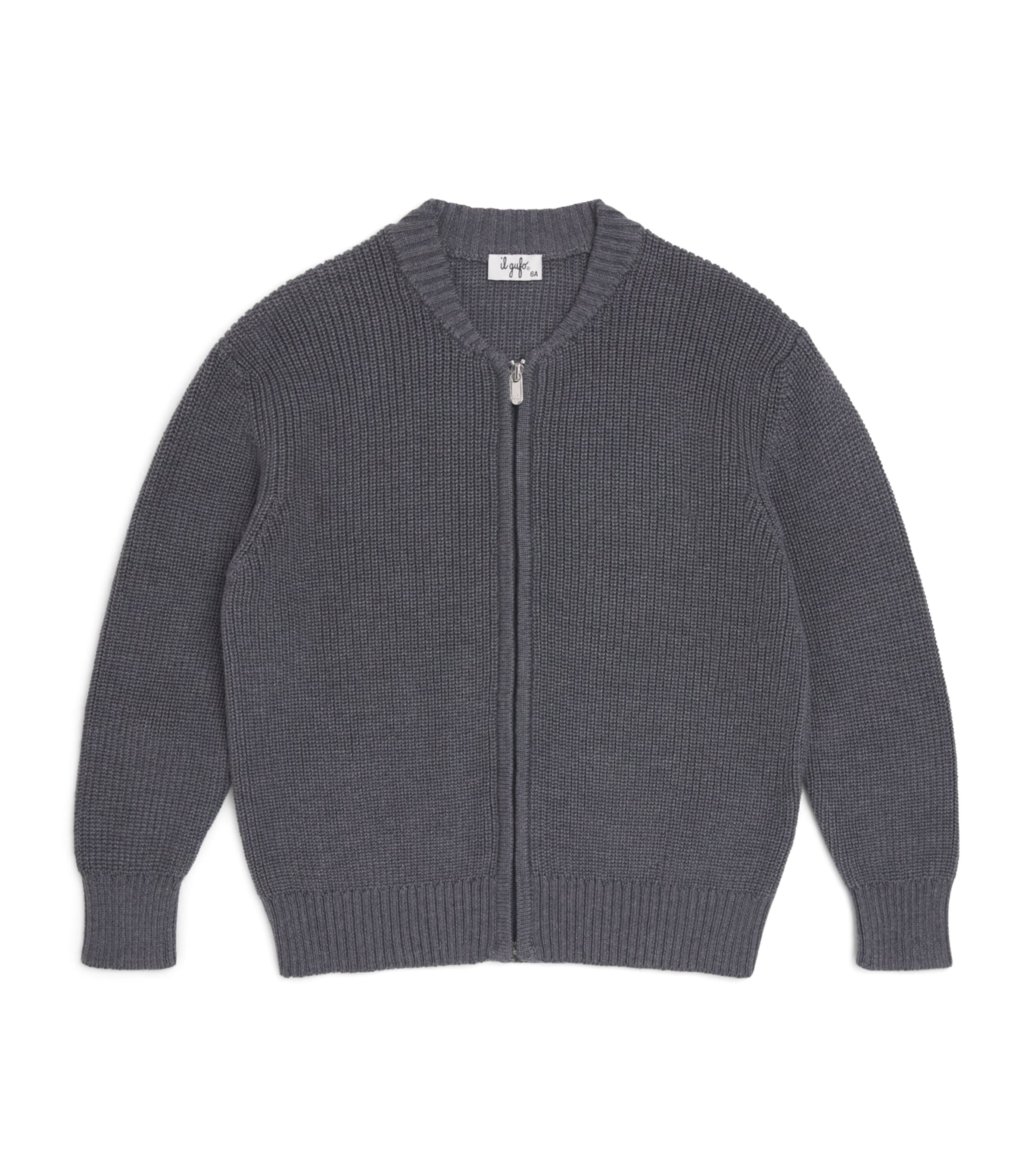 Il Gufo Cotton-Blend Cardigan (2-14 Years) Grigio Nebbia