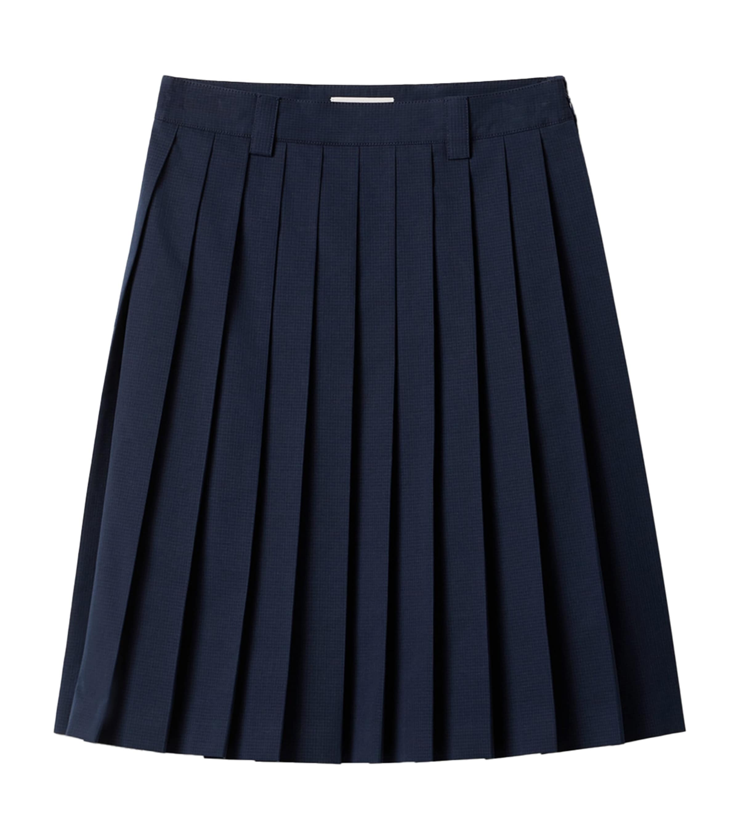 Pleated Ripstop Midi Skirt