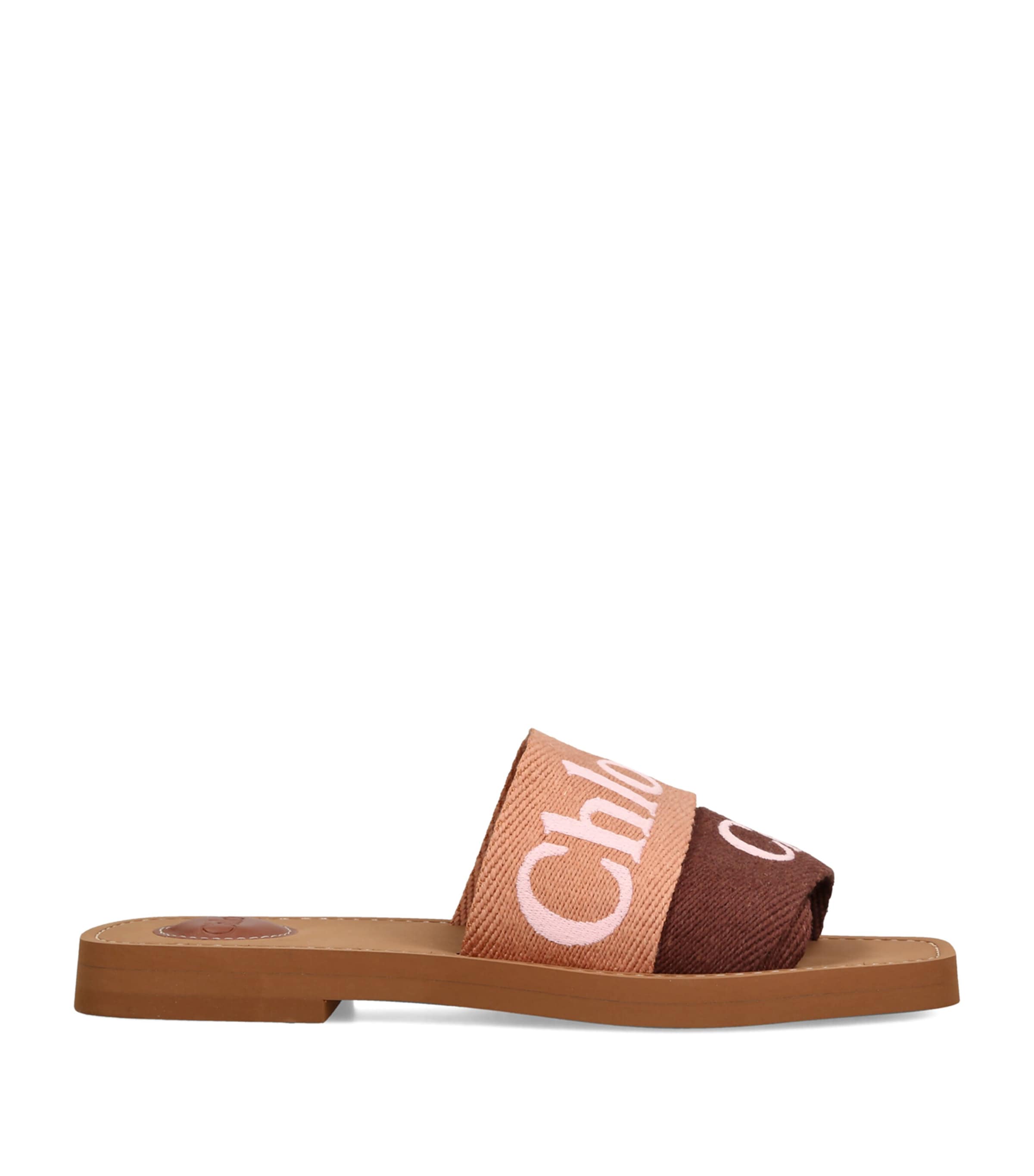 Chloé Canvas Jacquard Woody Sandals Pink Comb