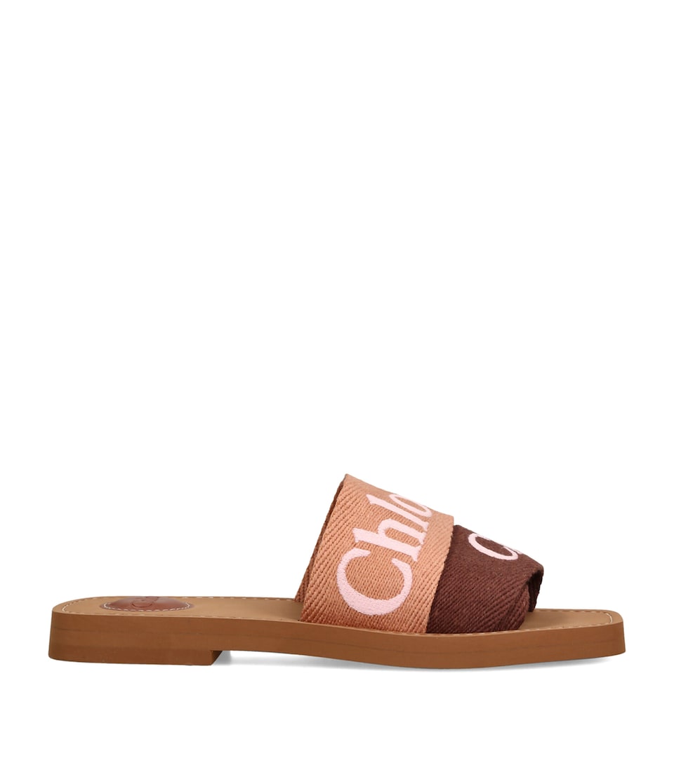 Chloé Canvas Jacquard Woody Sandals Pink Comb