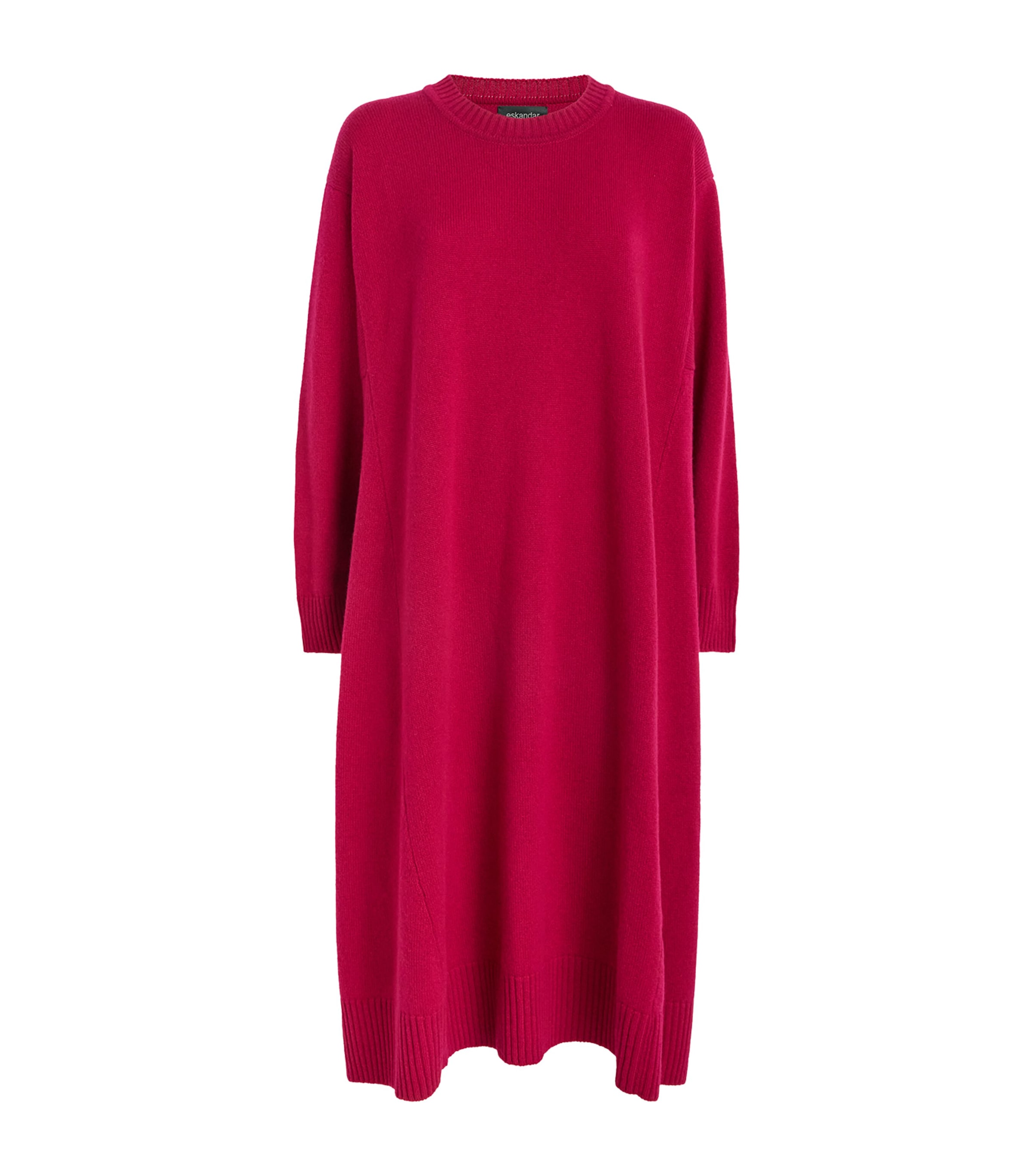 Eskandar Womens Cashmere A-Line Sweater Dress Magenta