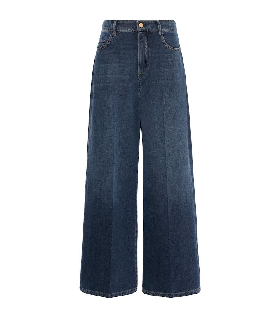 Max Mara Womens High-Rise Wide-Leg Jeans Midnightblue