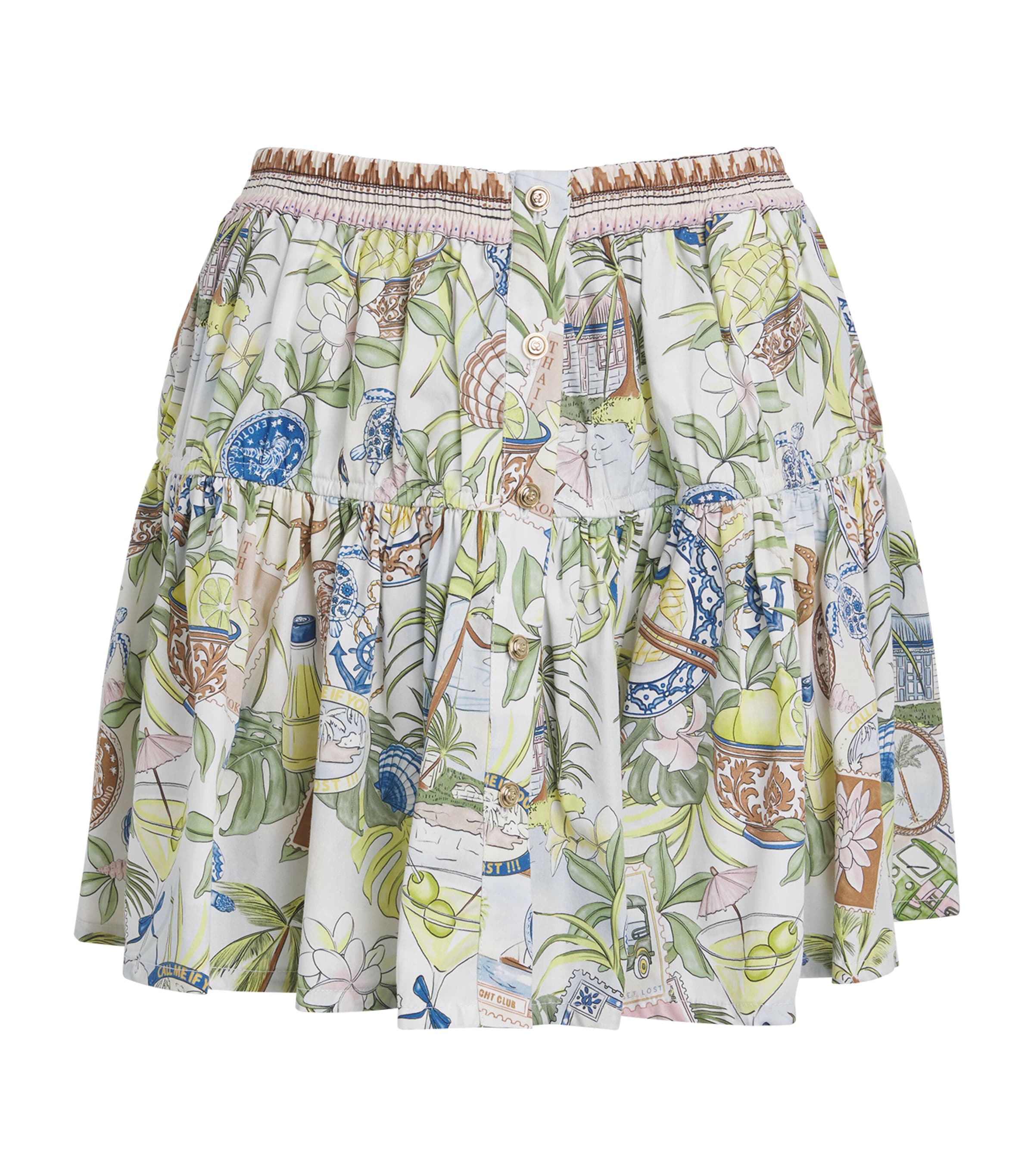 Maje Womens Cotton Printed Mini Skirt Postcard Print