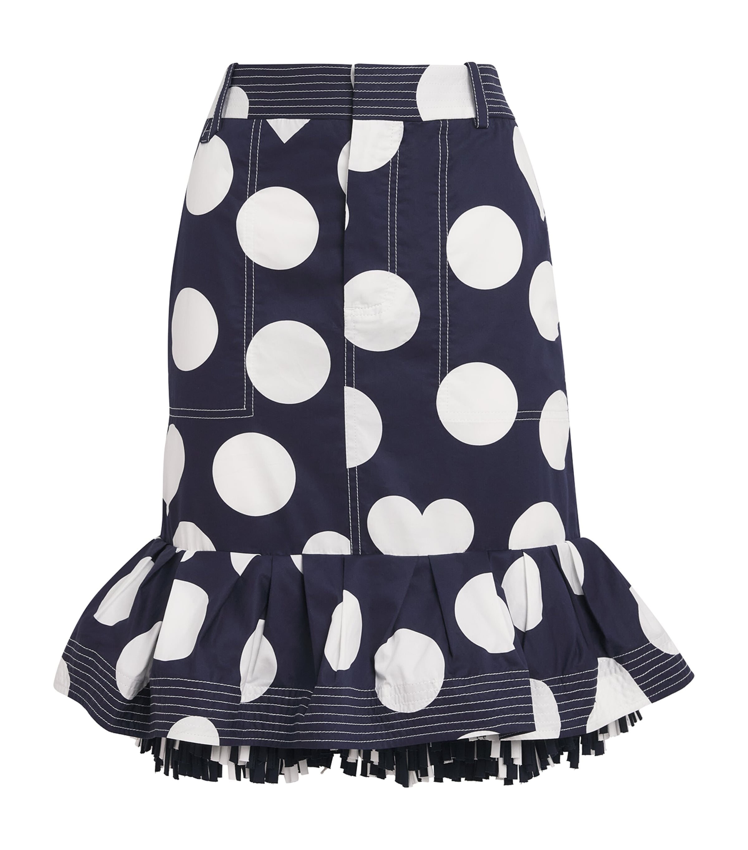 Jacquemus Womens Cotton Polka Dot Cabana Midi Skirt Dots Heart Navy