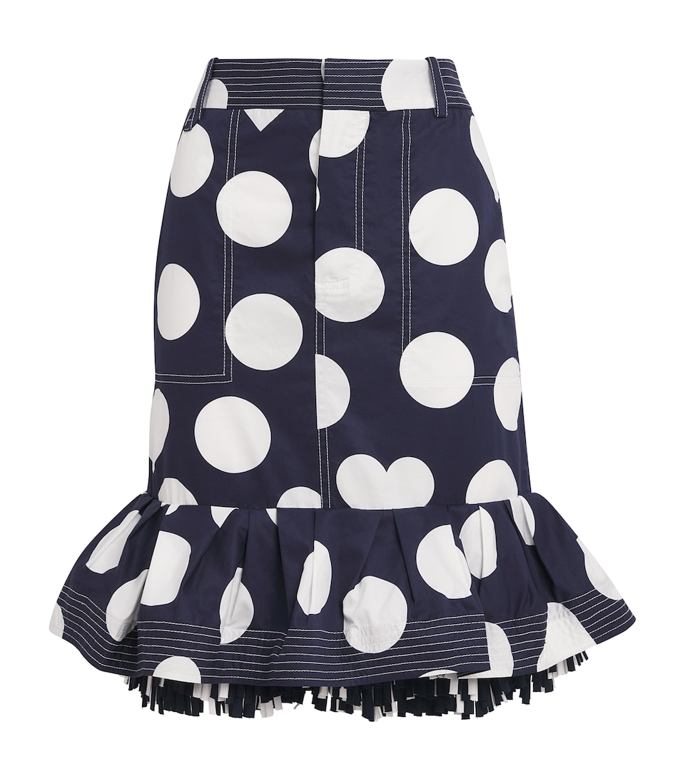 Jacquemus Womens Cotton Polka Dot Cabana Midi Skirt Dots Heart Navy