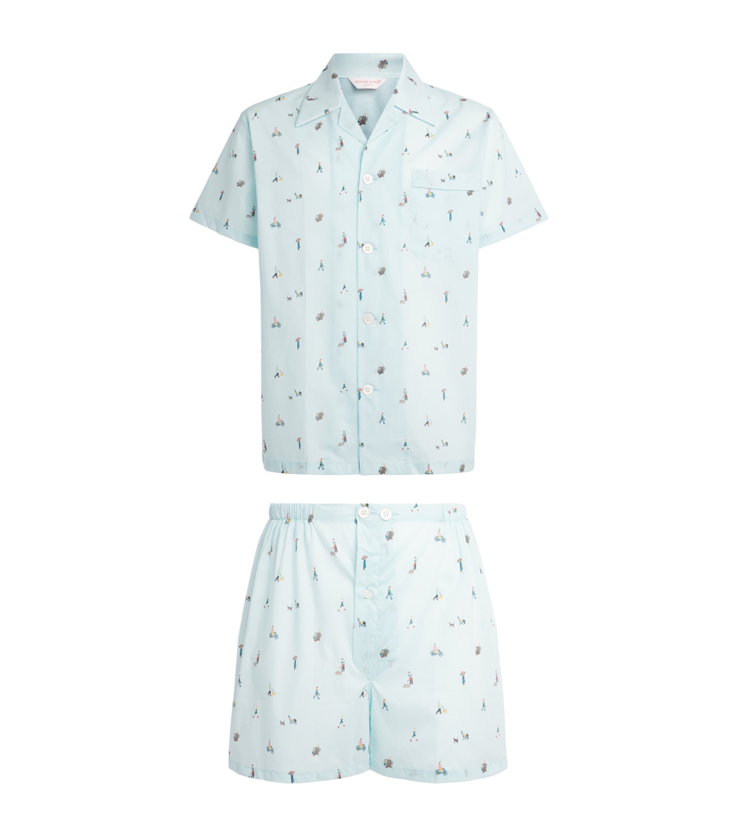 Derek Rose Mens Cotton Ledbury Pyjama Set Blu