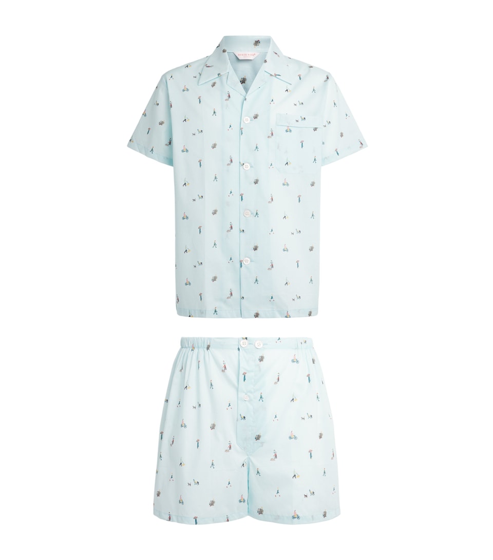 Derek Rose Mens Cotton Ledbury Pyjama Set Blu