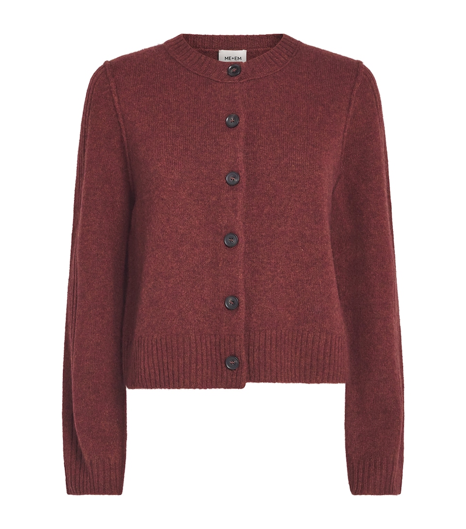 ME+EM Womens Merino-Yak Cardigan Brown Melange