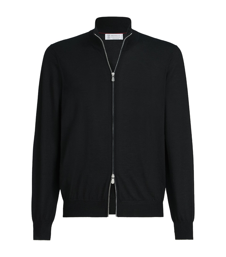 Brunello Cucinelli Mens Cashmere-Silk Zip-Up Cardigan