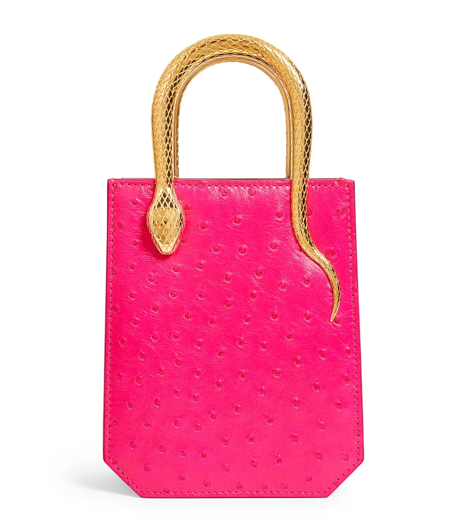 Ostrich Leather Serpentine Cross-Body Bag