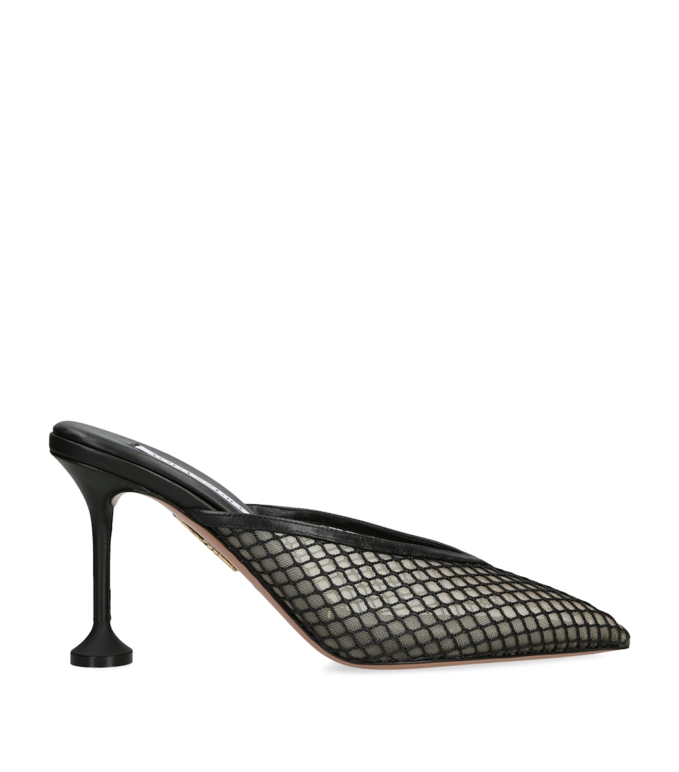 Leather Bisous Mesh Heeled Mules 85