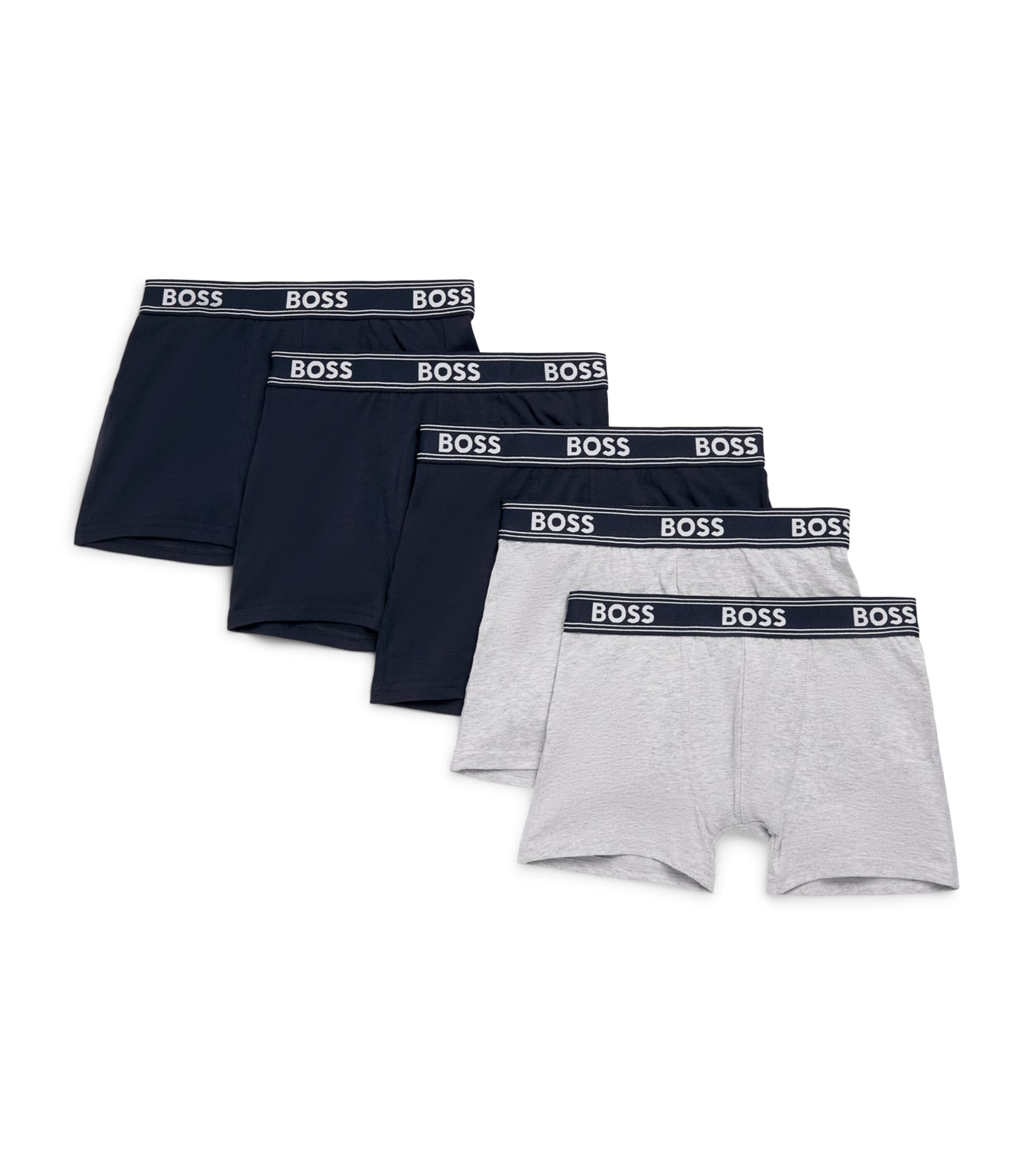 BOSS Kidswear Mens Logo Waistband Trunks - Pack of 5 (4-16 Years) Navy
