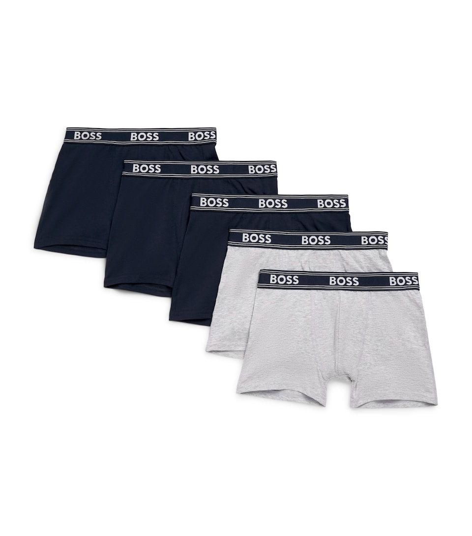 BOSS Kidswear Mens Logo Waistband Trunks - Pack of 5 (4-16 Years) Navy