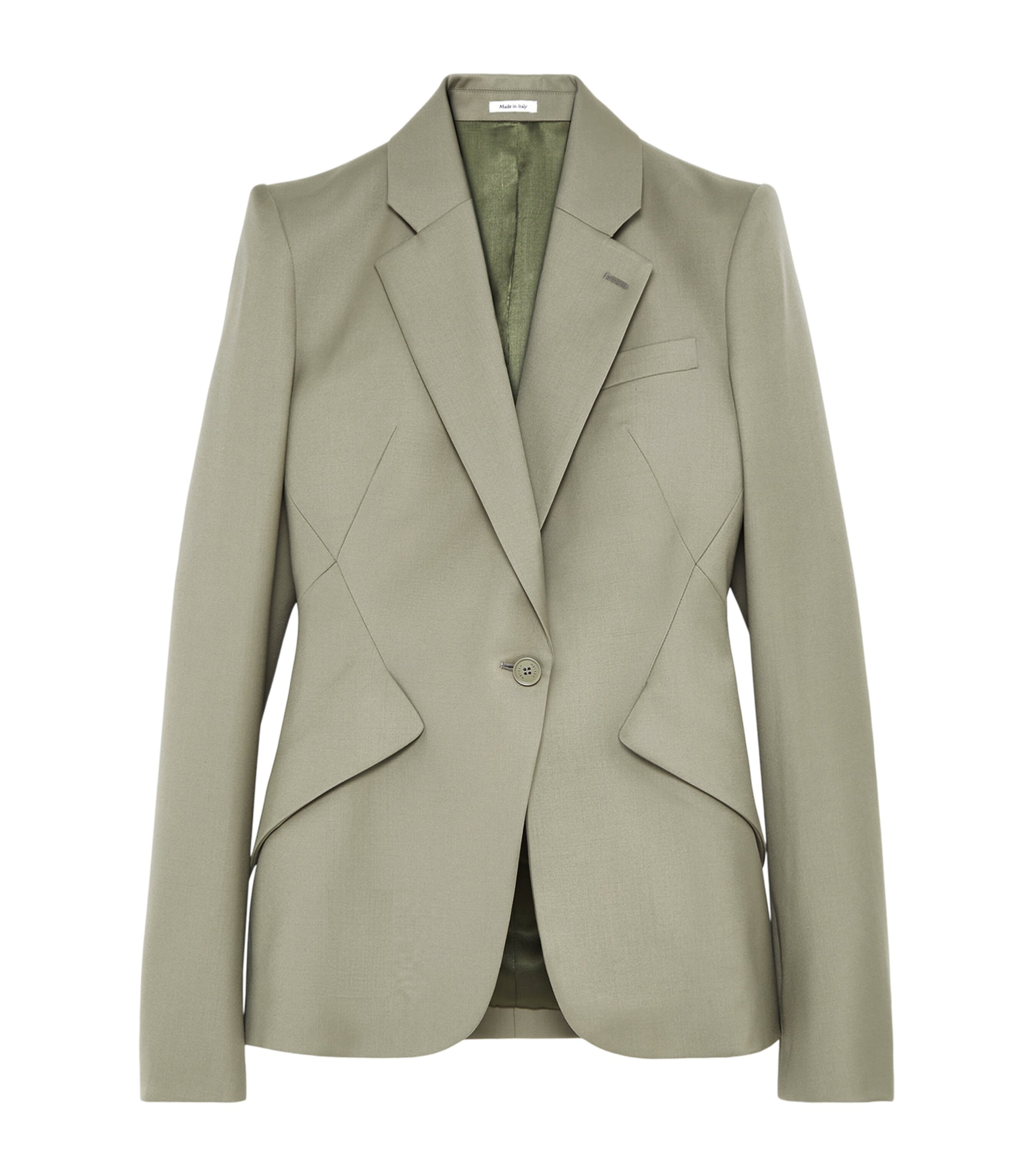 McQueen Womens Wool Gabardine Single-Breasted Jacket