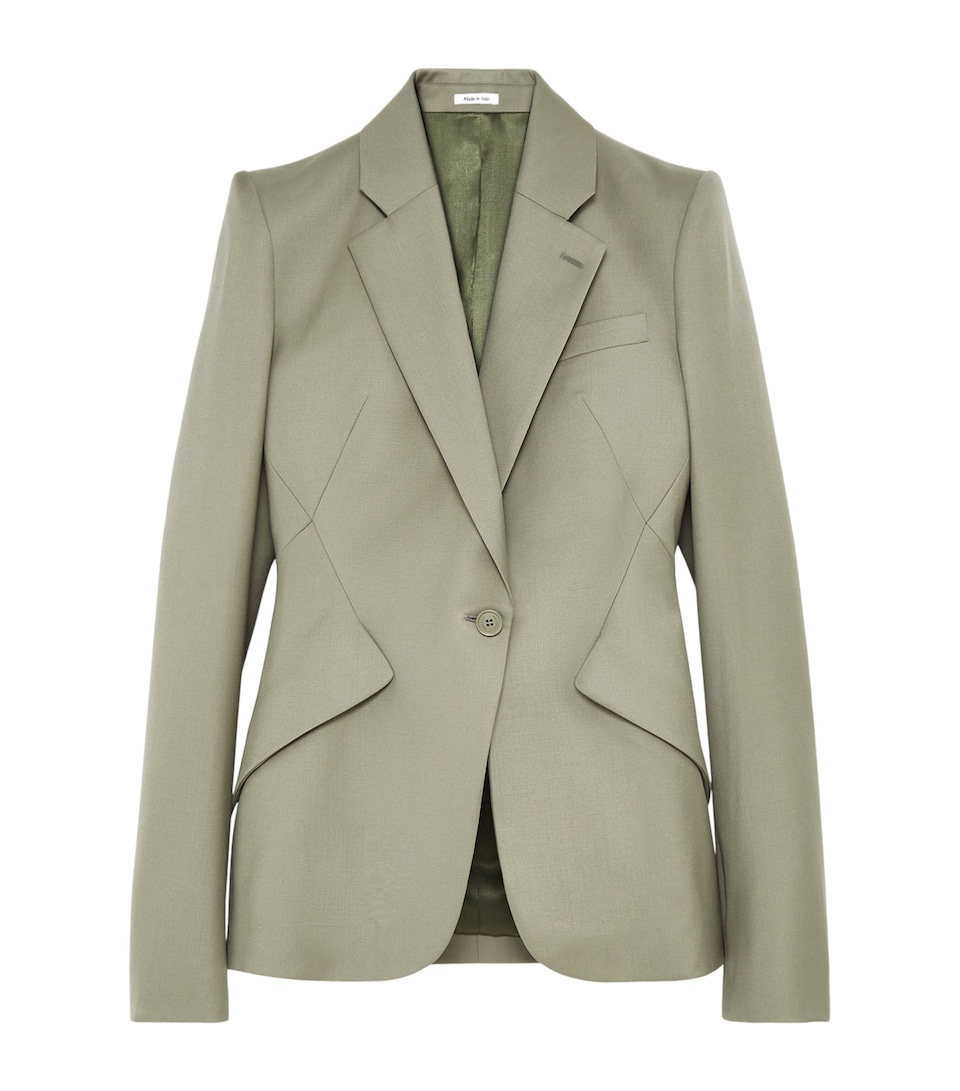 McQueen Womens Wool Gabardine Single-Breasted Jacket