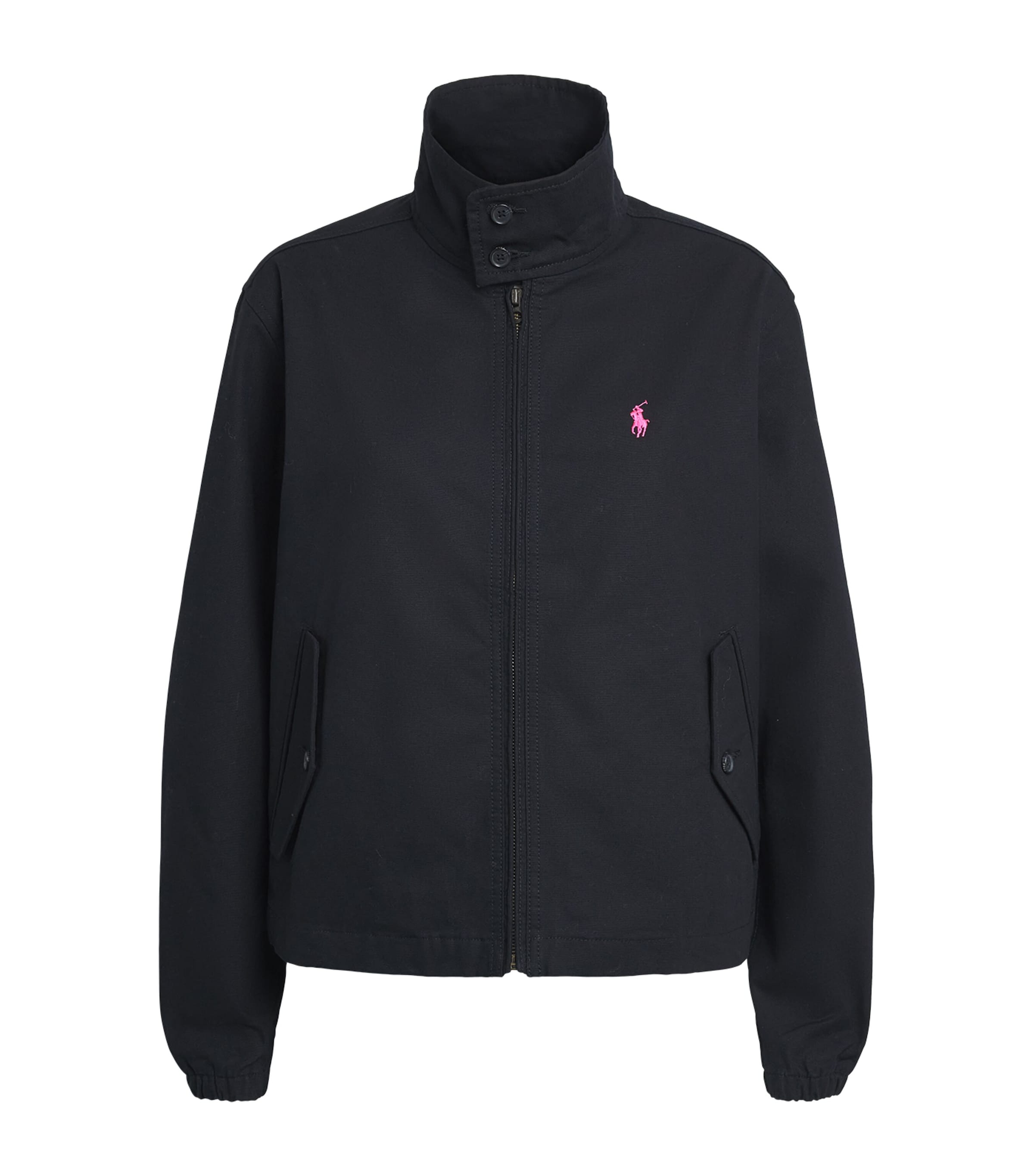 Polo Ralph Lauren Womens Cotton Pink Pony Windbreaker Jacket Polo Black