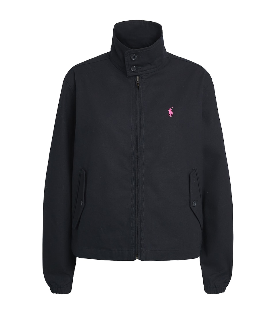 Polo Ralph Lauren Womens Cotton Pink Pony Windbreaker Jacket Polo Black