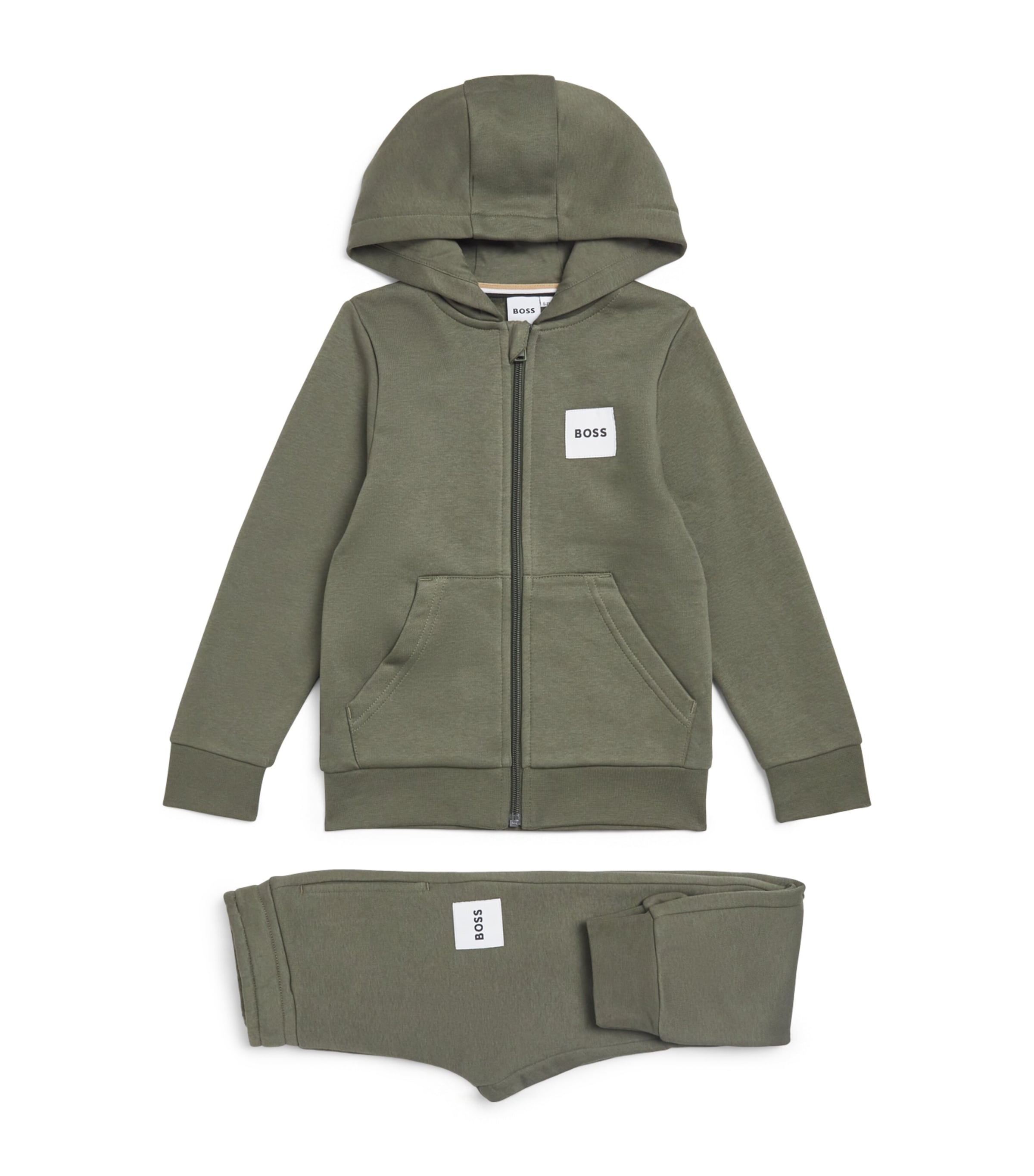BOSS Kidswear Cotton-Blend Hoodie and Sweatpants Set (4-16 Years) Olive Night